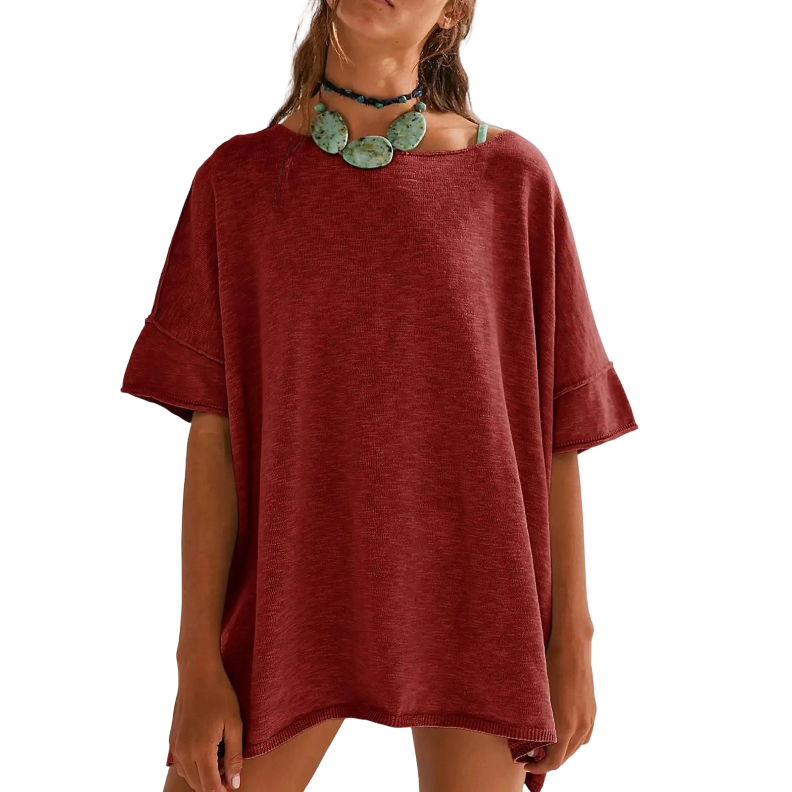 Casual Short Sleeve Blouse with Side Slits