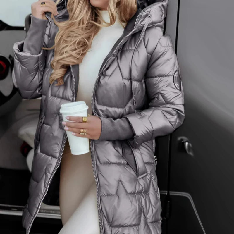 Women's Winter Warm Hooded Coat in Mid-Length