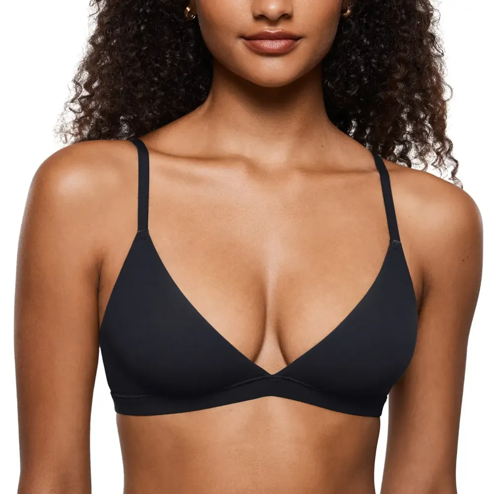 Women's Inbarely Triangle Bralette Plunge Unlined Seamless Bra No Underwire Sexy Comfortable