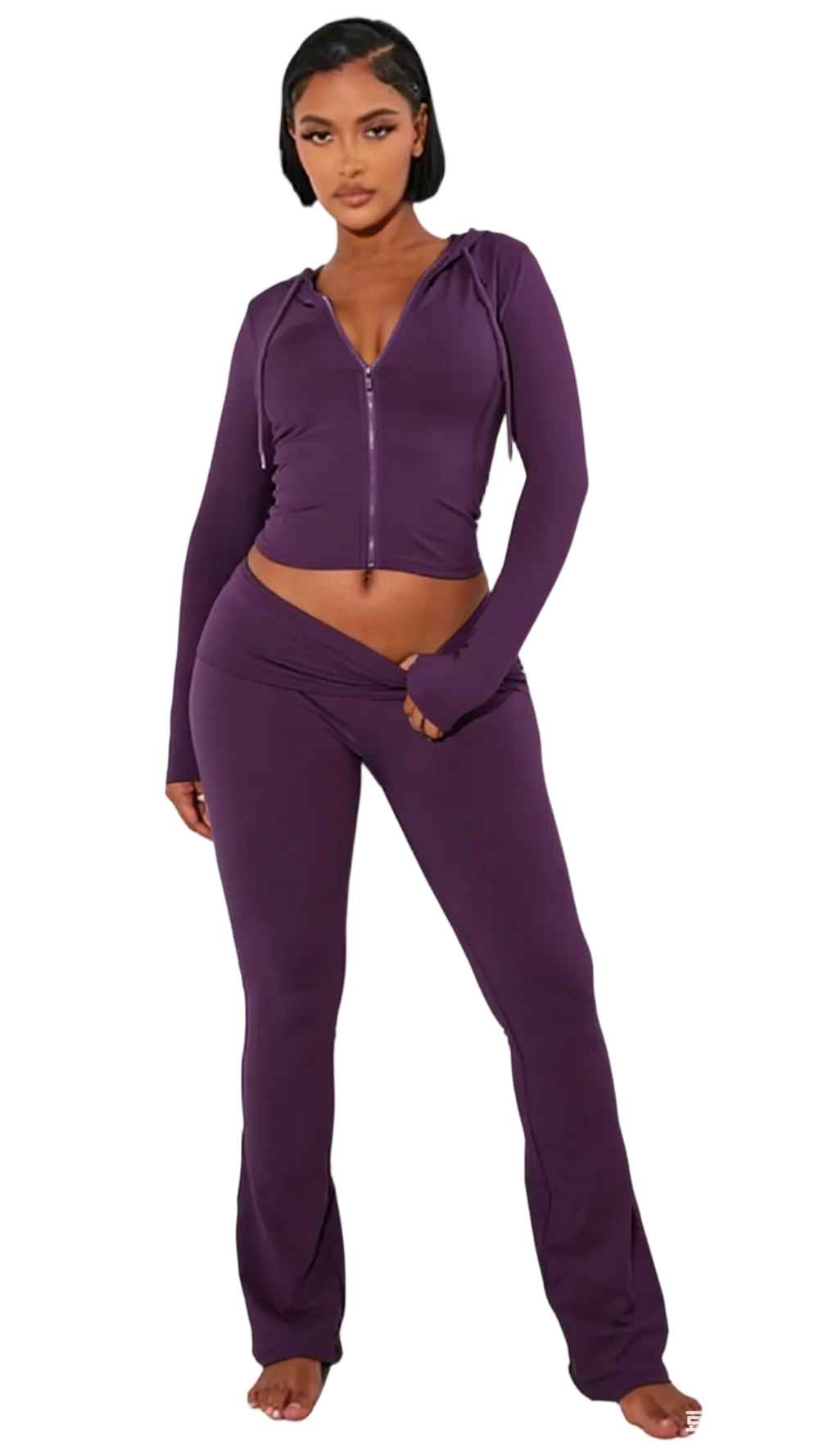 2-Piece Cropped Hoodie & Flared Pants Set