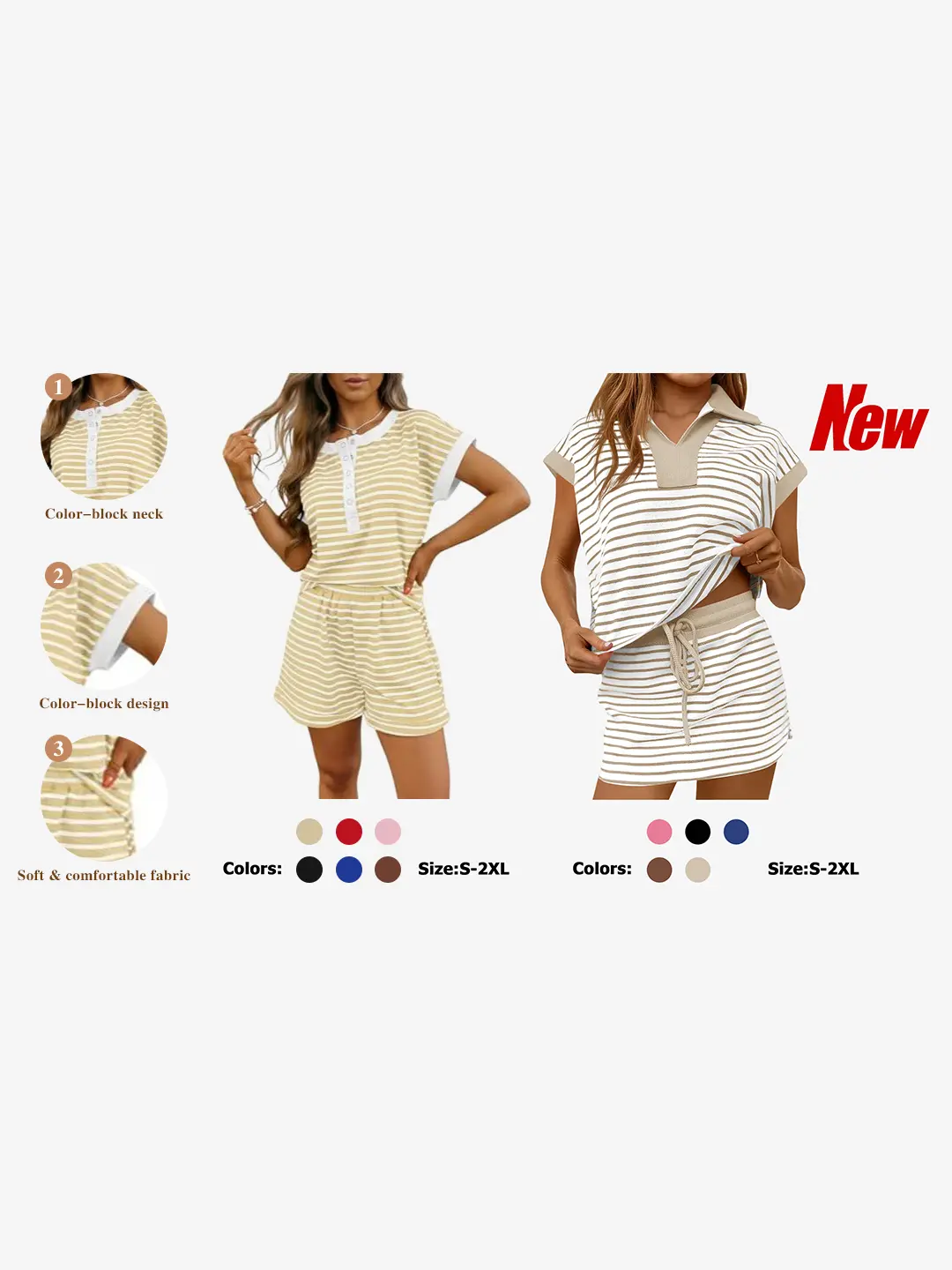 Striped 2 Piece Outfits Casual Sweatshirt Skirt Set Long Sleeve Skort Workout Set Matching Lounge Sets Women's Matching Sets
