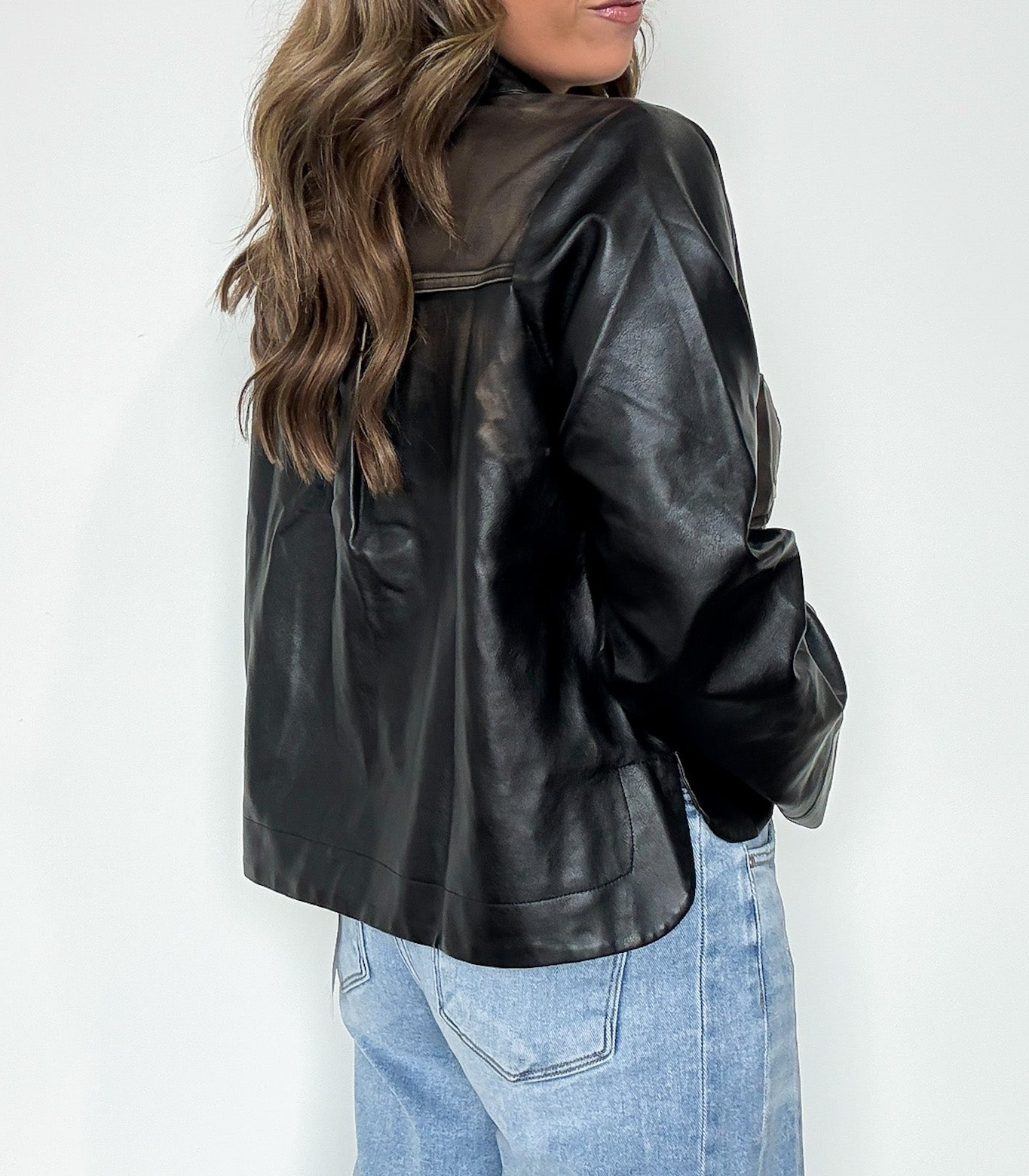 Washed Faux Leather Jacket