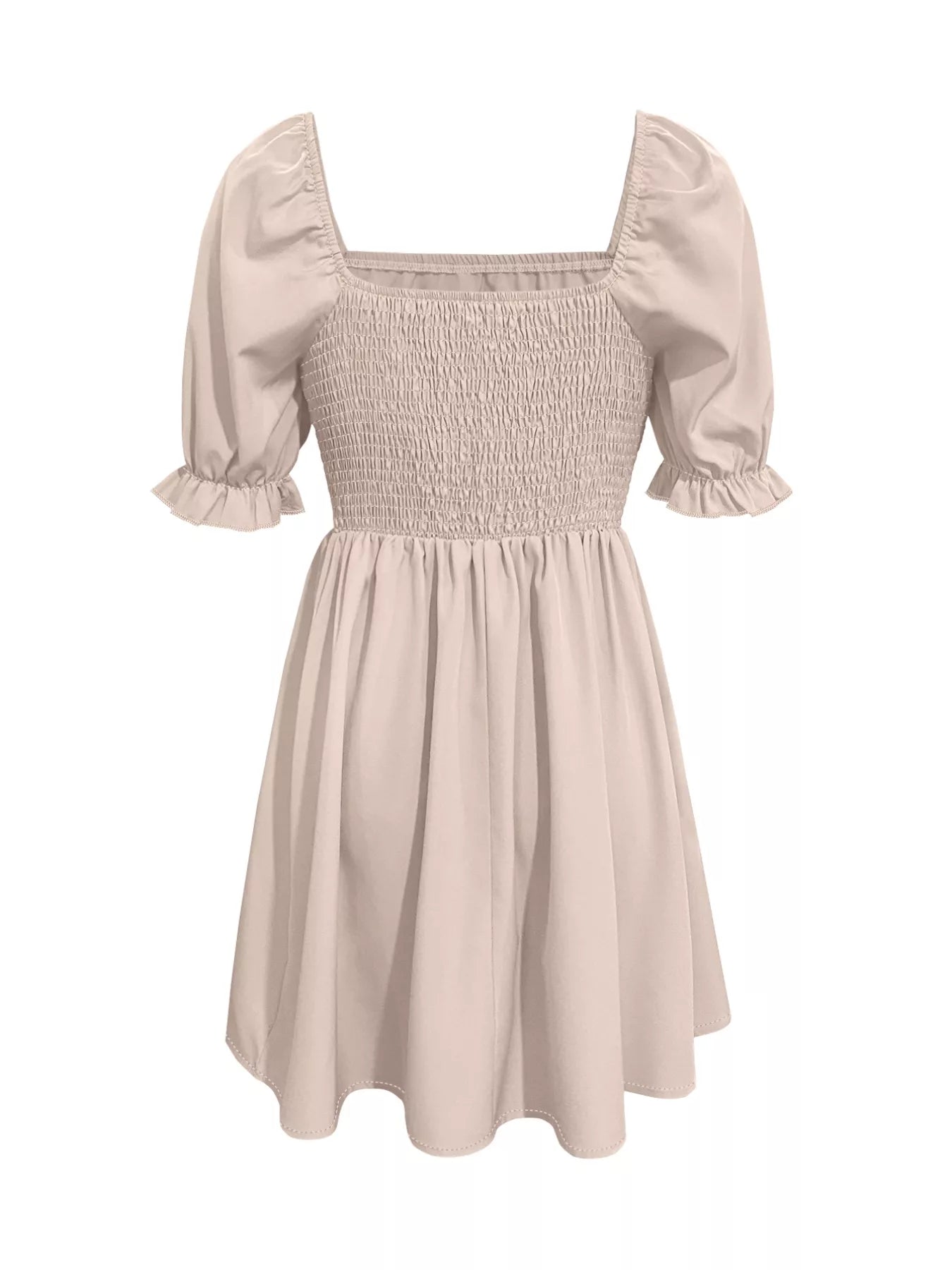 Square Neck Puff Sleeve A-Line Mini Dress
