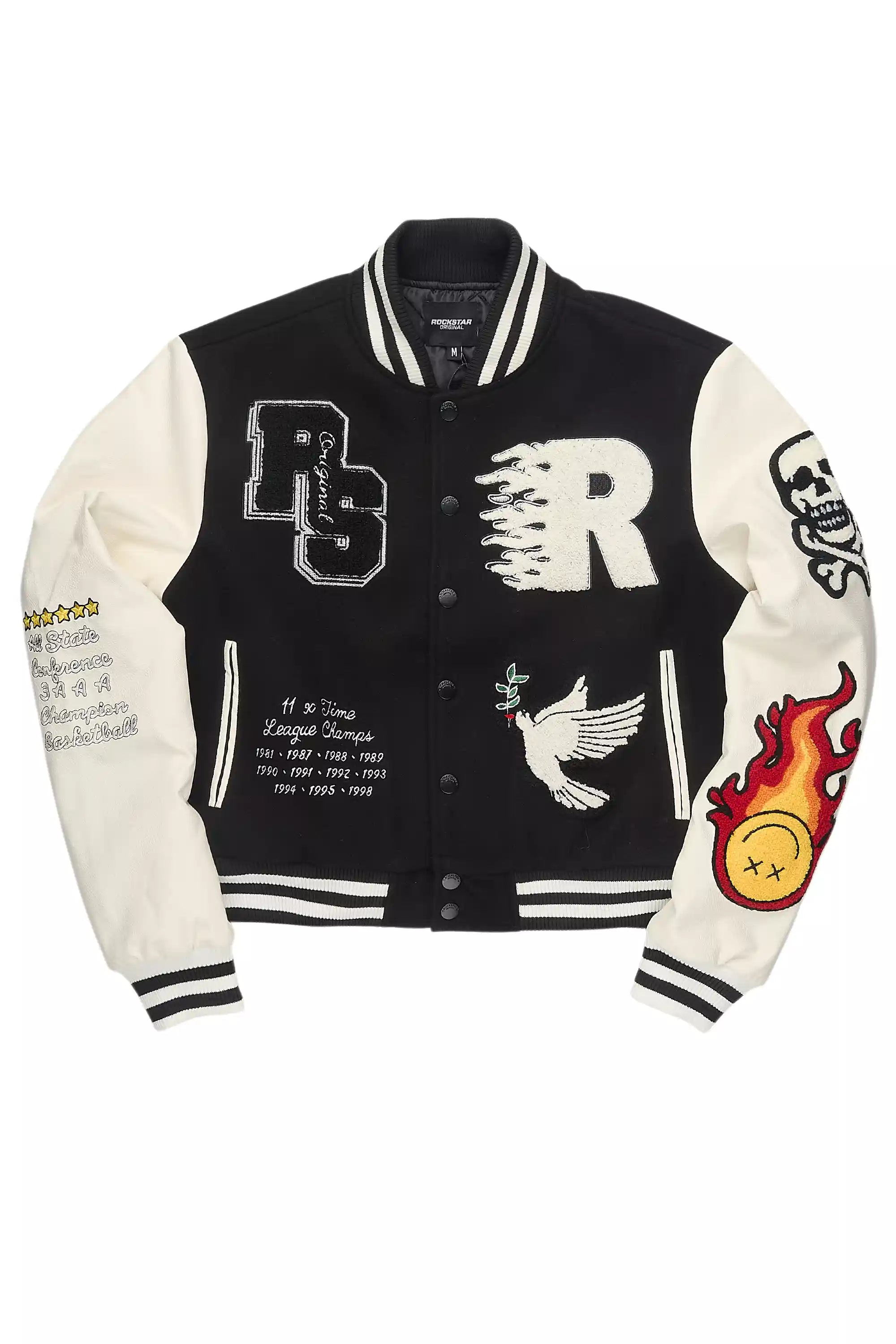 Aniya Black Oversized Varsity Jacket