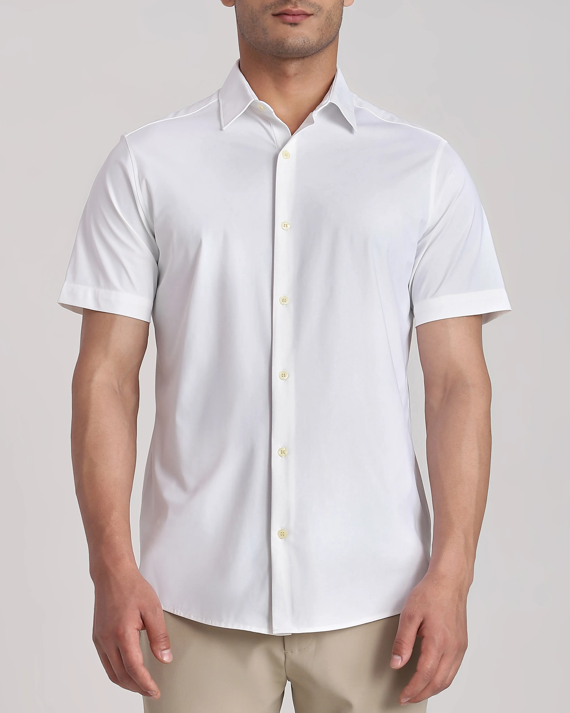 Leisure Simple Slim-Fit Breathable White Shirt