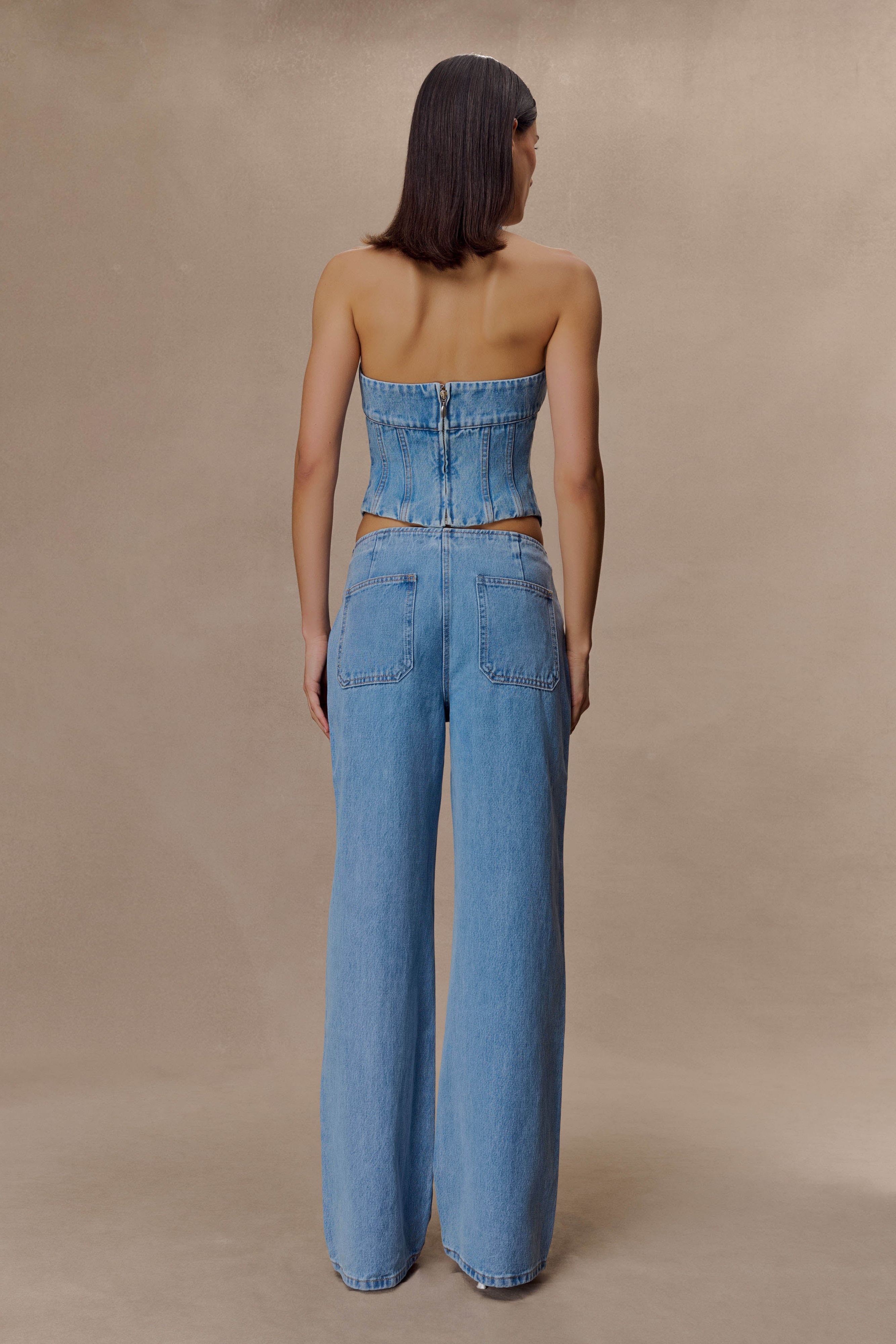 Blue Mid Rise Denim Jeans