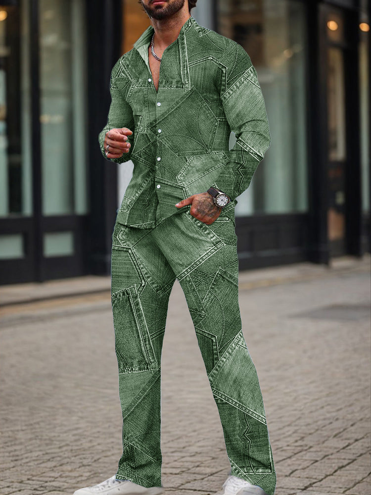 Modern Denim Print 2-Piece Set