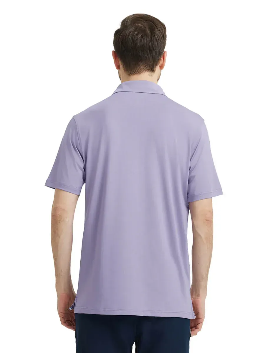 Men'S Designed Collared Solid Performance Polo