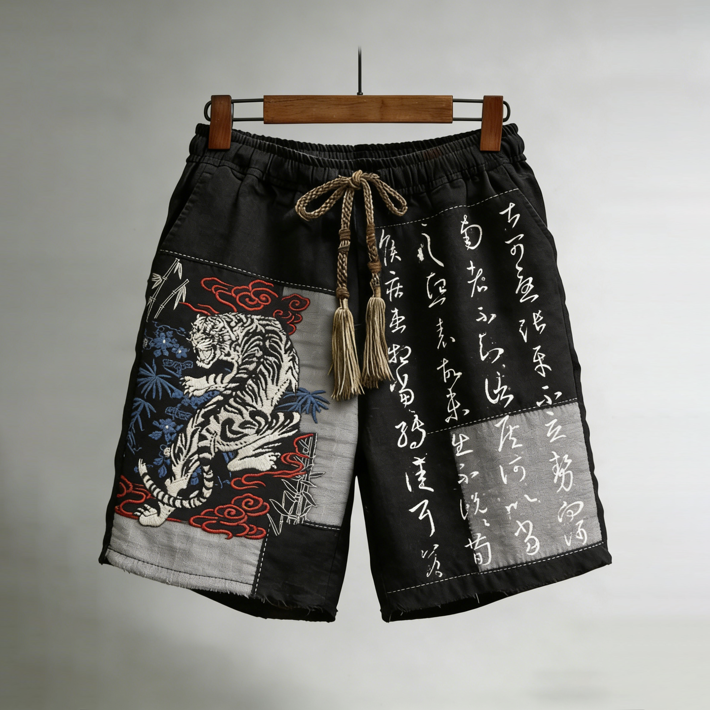 Men's Japanese Tiger Art Linen Comfy Shorts