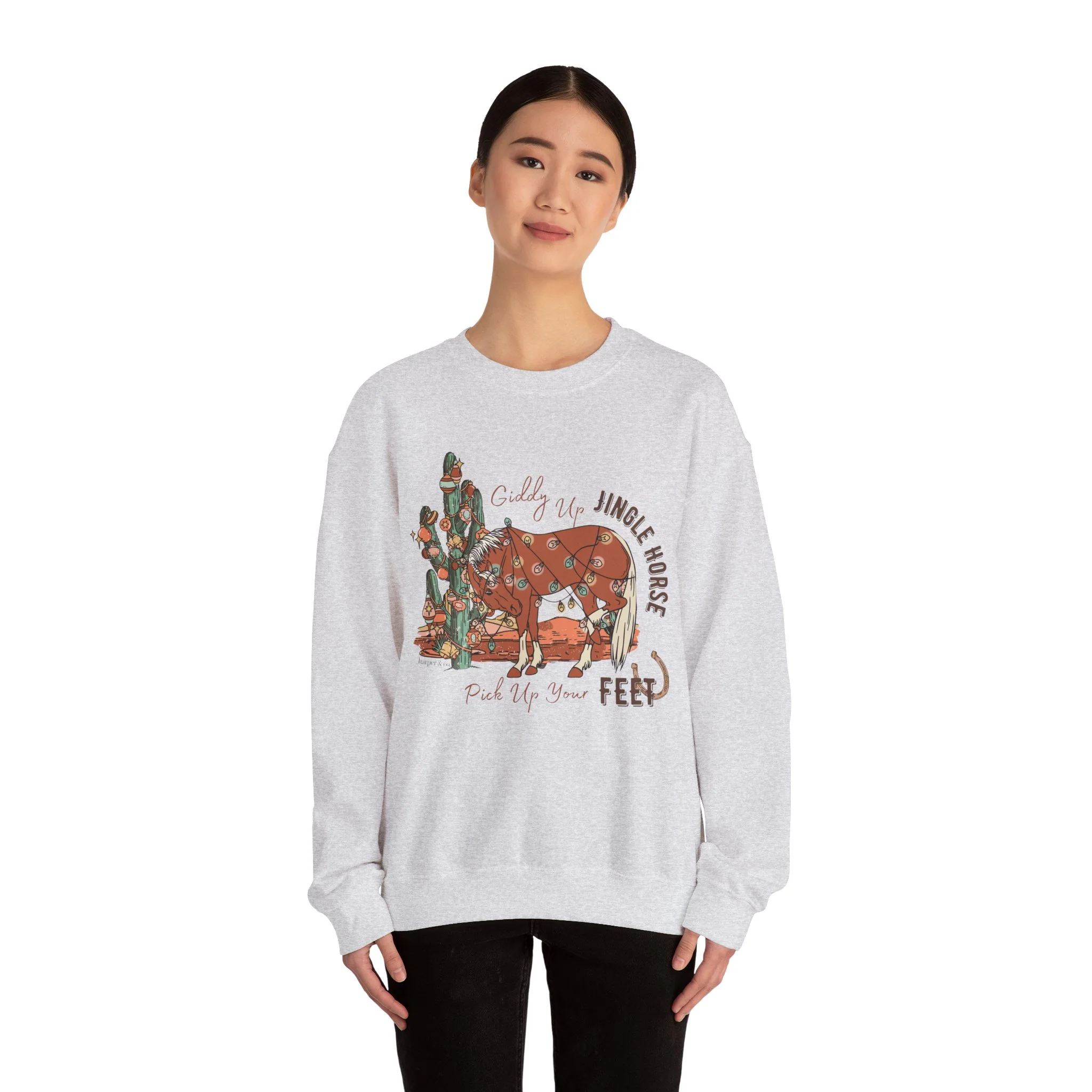 Giddy Up Jingle Horse Unisex Heavy Blend? Crewneck Sweatshirt Full Size