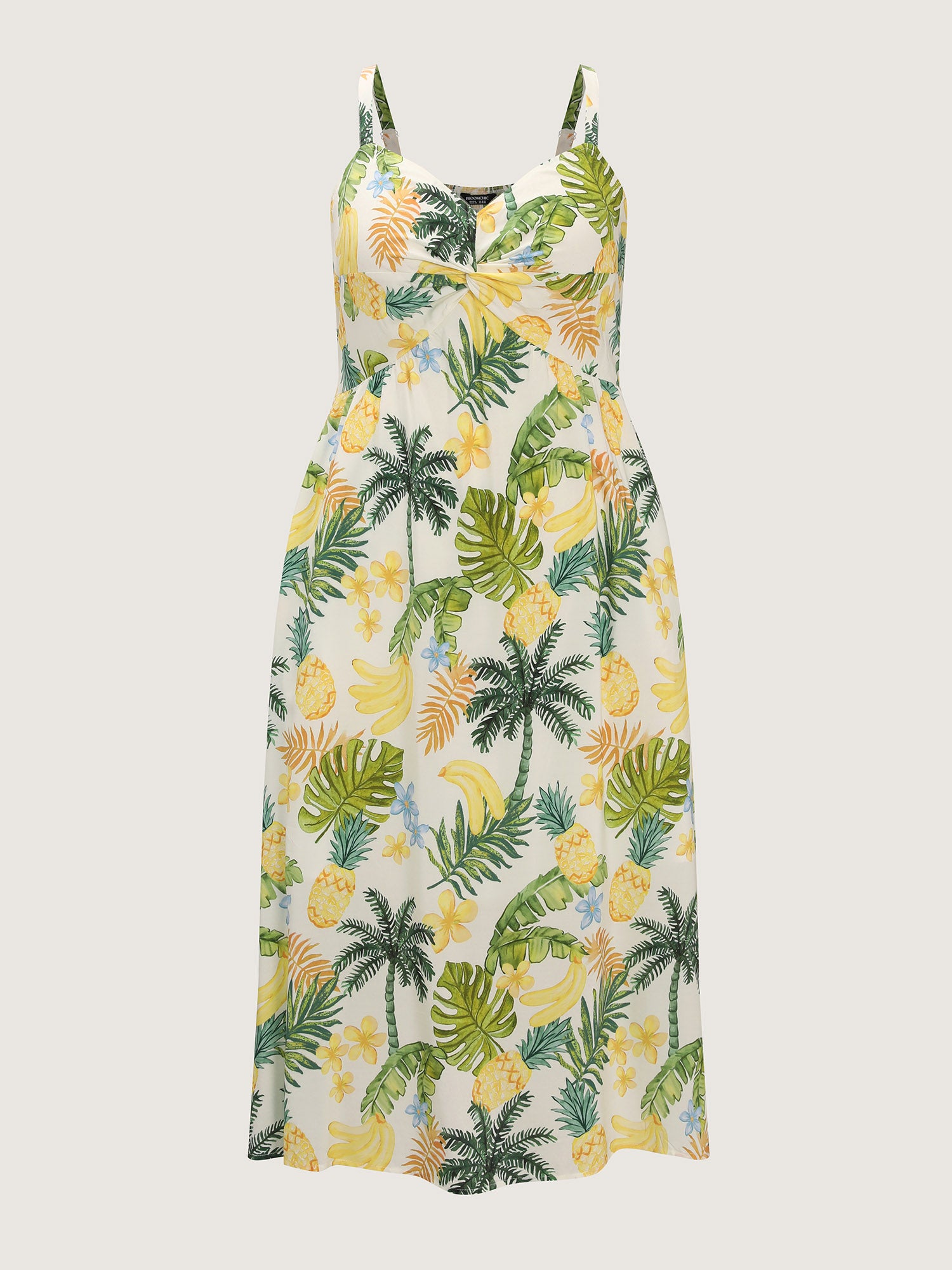 Tropical Vacation-Ready Ruched Midi Dress