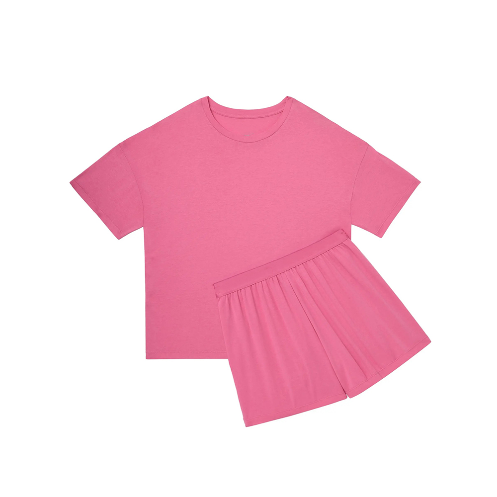 💝Last day promotion⏰Supersoft 2-Piece Lounge Set: Boxy Tee & Sleep Shorts – Breathable, Stretch Fit for Women