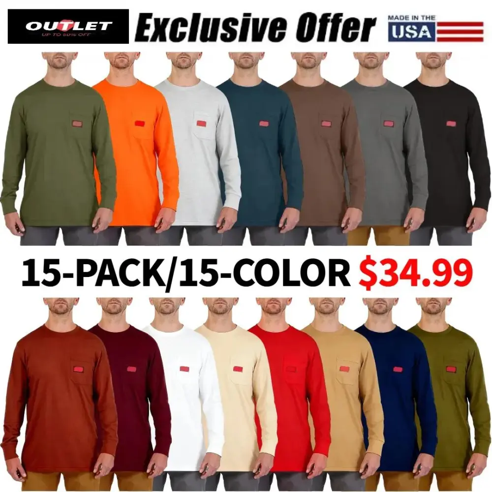 Men's GRIDIRON Cotton/Polyester Long-Sleeve Pocket T-Shirt