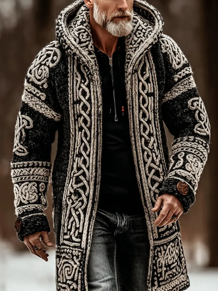 Men's Viking Celtic Knot Button Down Cozy Cardigan Sweater