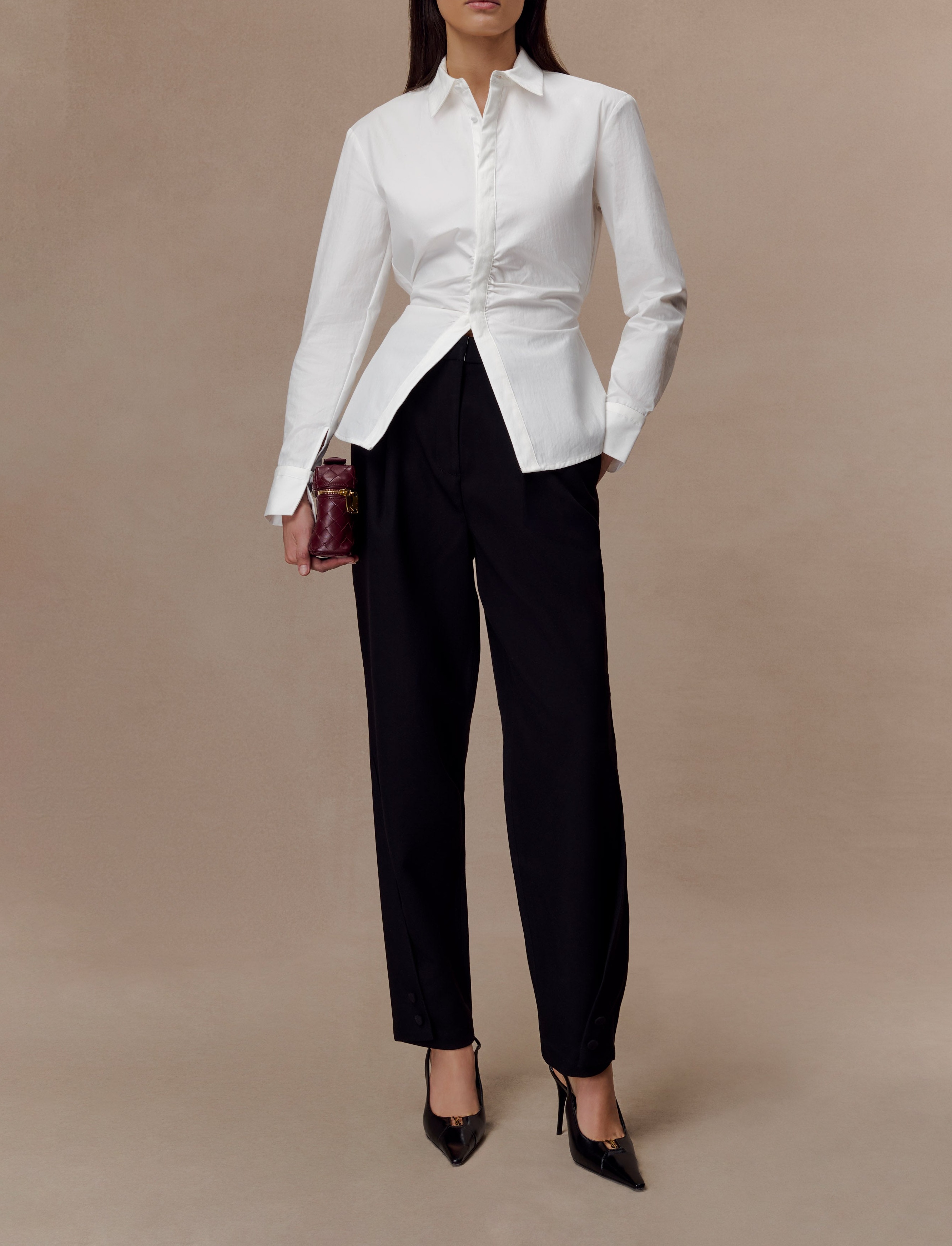 Black Barrel Leg Suiting Pants