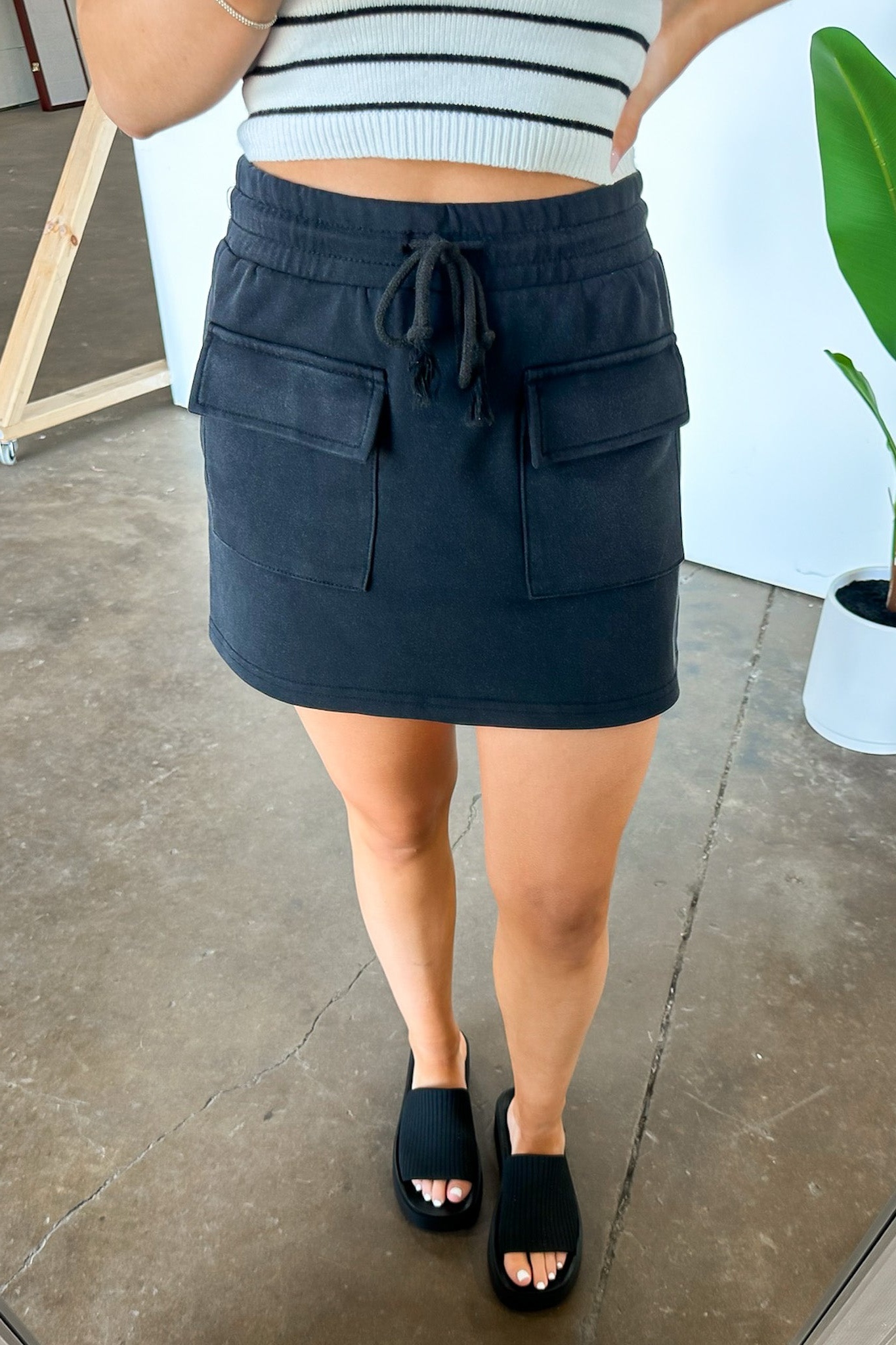 Washed French Terry Cargo Skirt