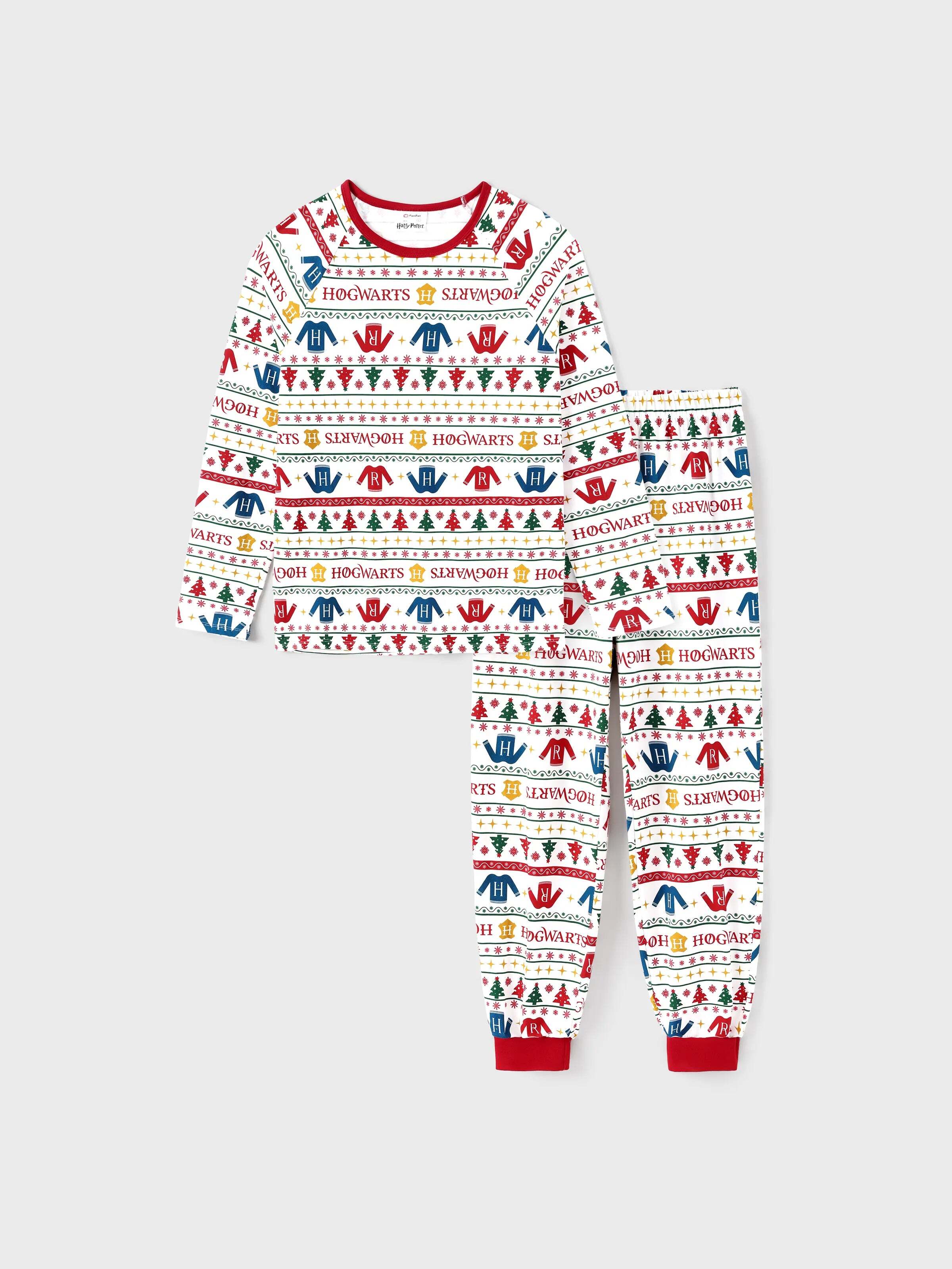 Christmas Matching Family Organic Cotton Snug-fitting Pajamas Sets with Socks White