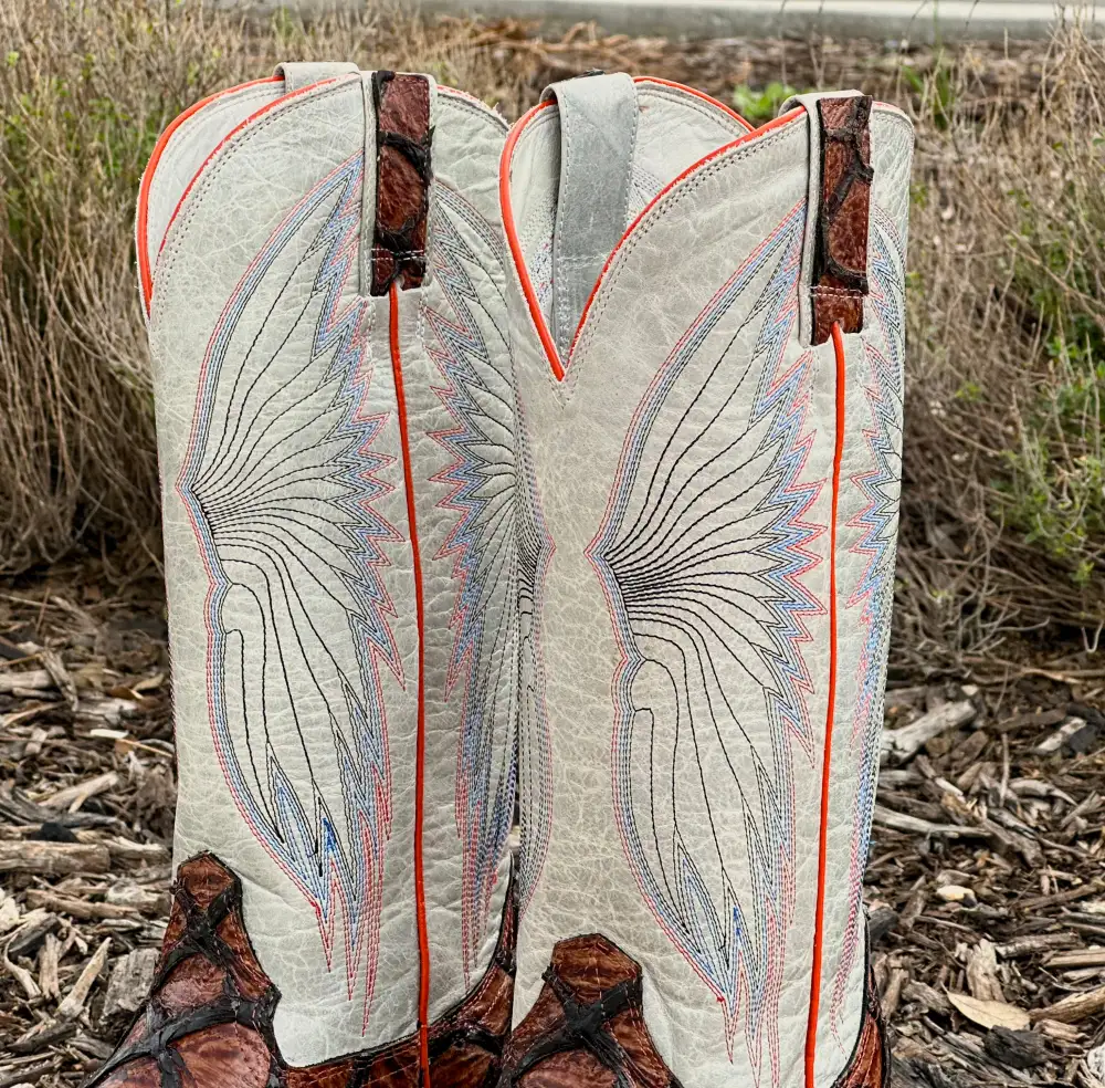 Mens Cognac Piraruco With White Shaft Leather Boots