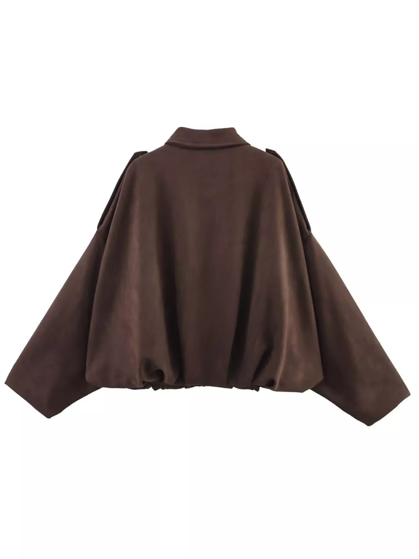 Collared Neck Dropped Shoulder Jacket