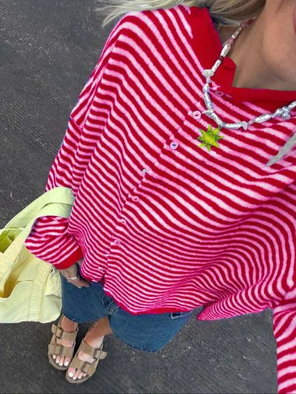 Women's Striped Sweater Cardigan