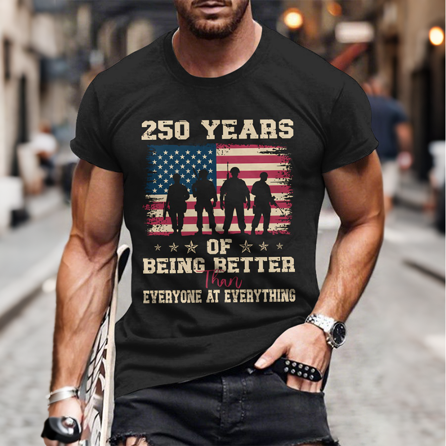 Men'S Casual American Founding Celebration Personalized Printed Round Neck T-Shirt