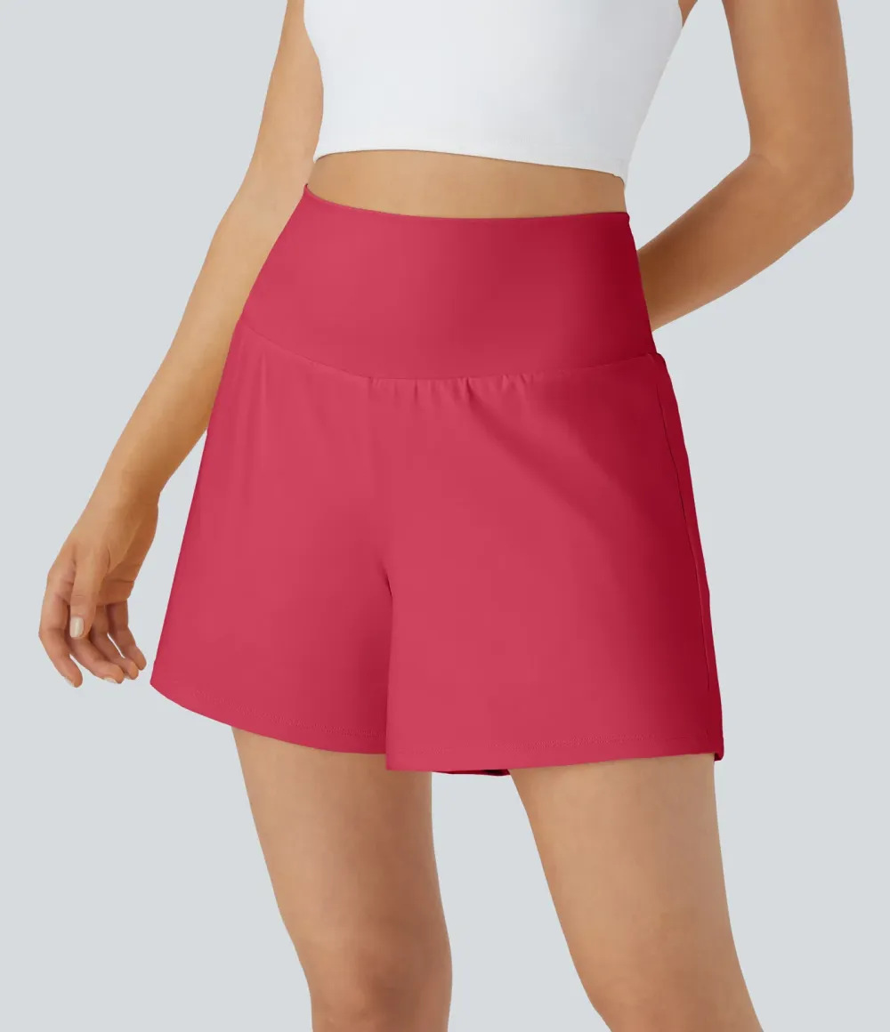 Super High Waisted Back Pocket & Side Hidden Pocket 2-in-1 Yoga Shorts