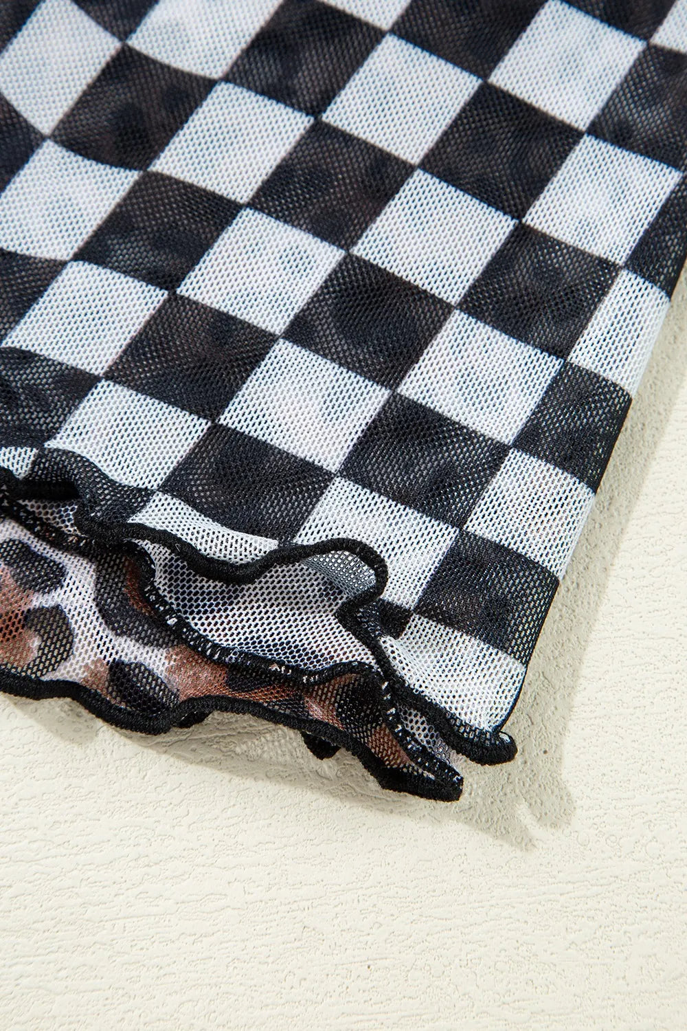 Checkered Round Neck Sleeveless Midi Dress