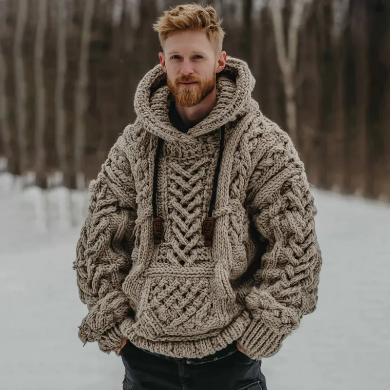 Men's Viking Celtic Knot Geometry Cozy Casual Hooded Sweater