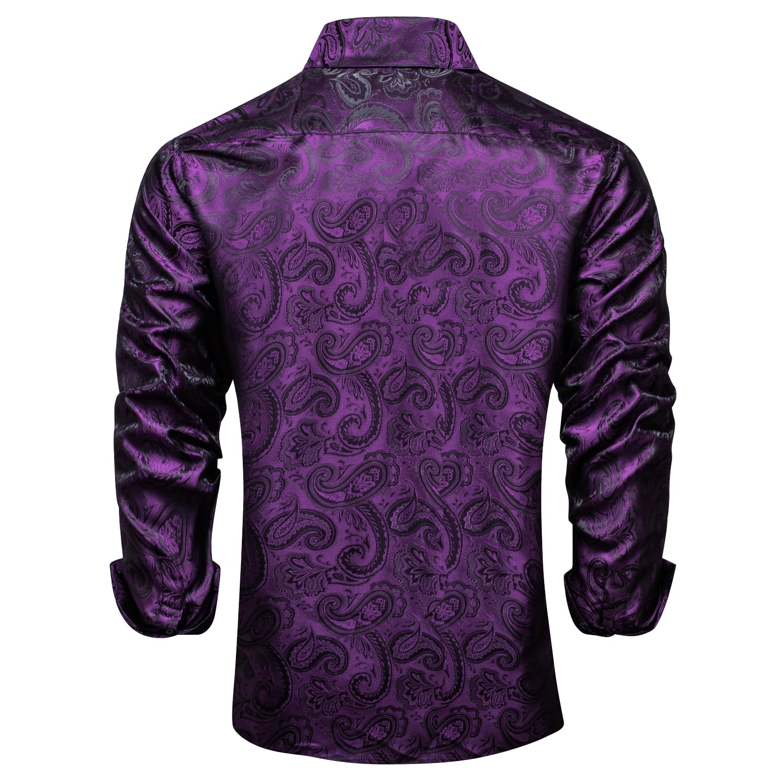 Men's Paisley Dress Shirt Long Sleeve Wrinkle Free Button Down Cowboy Shirts - Dark Purple&paisley