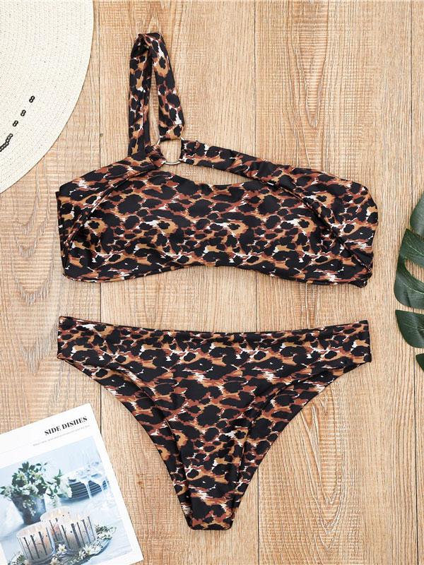 Single Shoulder Bandeau Bikinis Swimwear