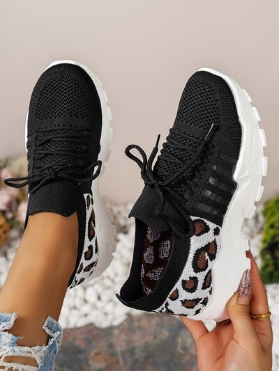 Cutout Leopard Lace Up Mesh Athletic (multiple color options)