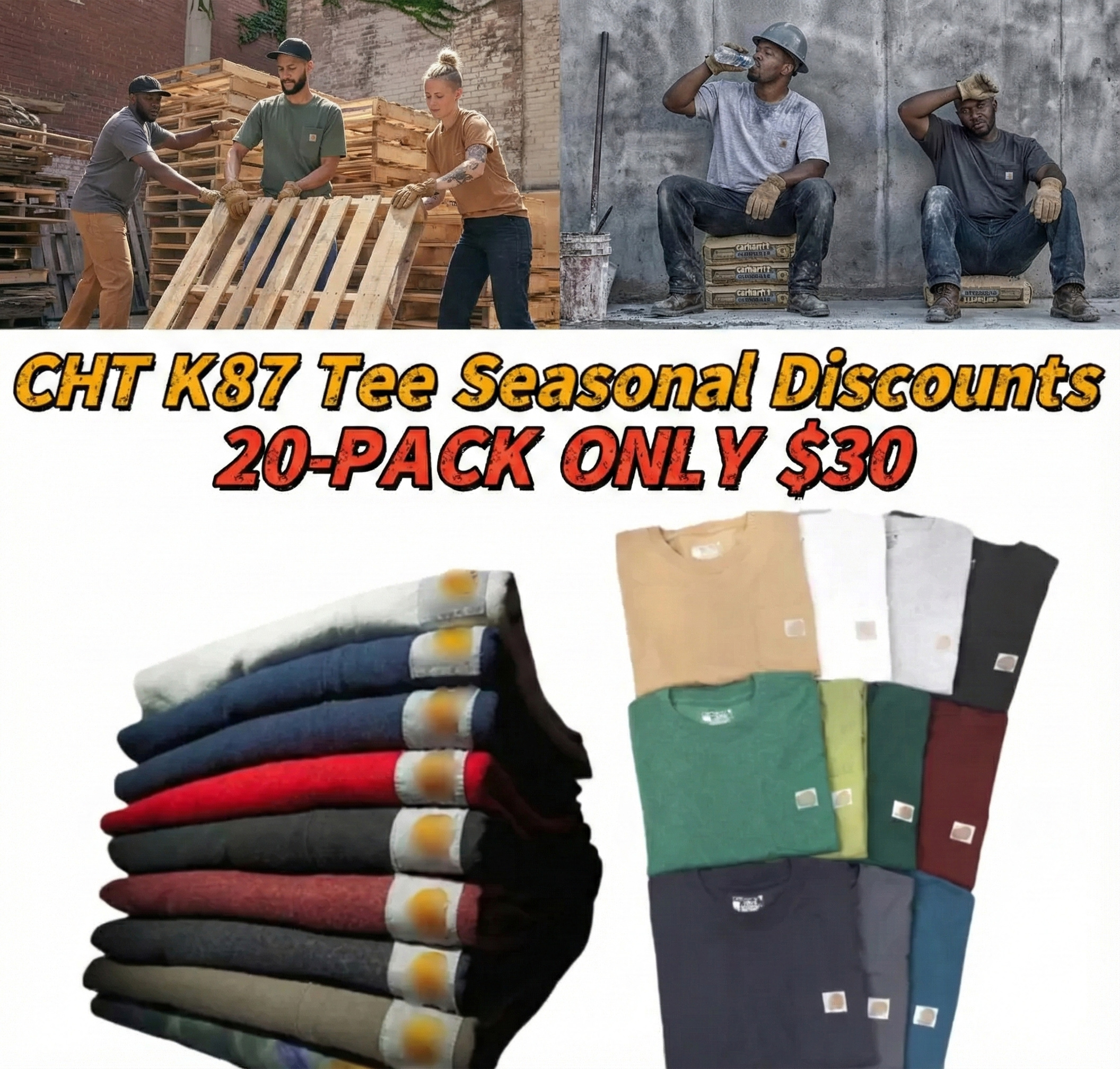 CHT Men's K87 Workwear Loose Fit Heavyweight Short-Sleeve Pocket T-Shirt