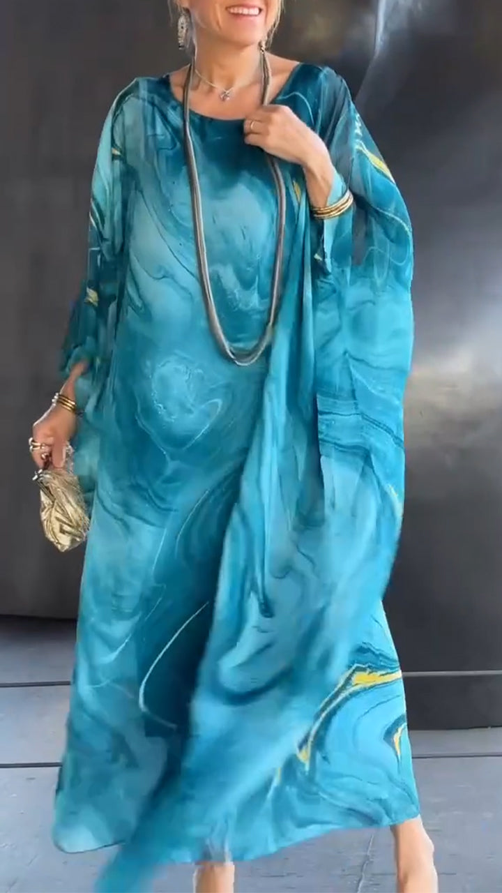 Women's Round Neck Loose Printed Dress