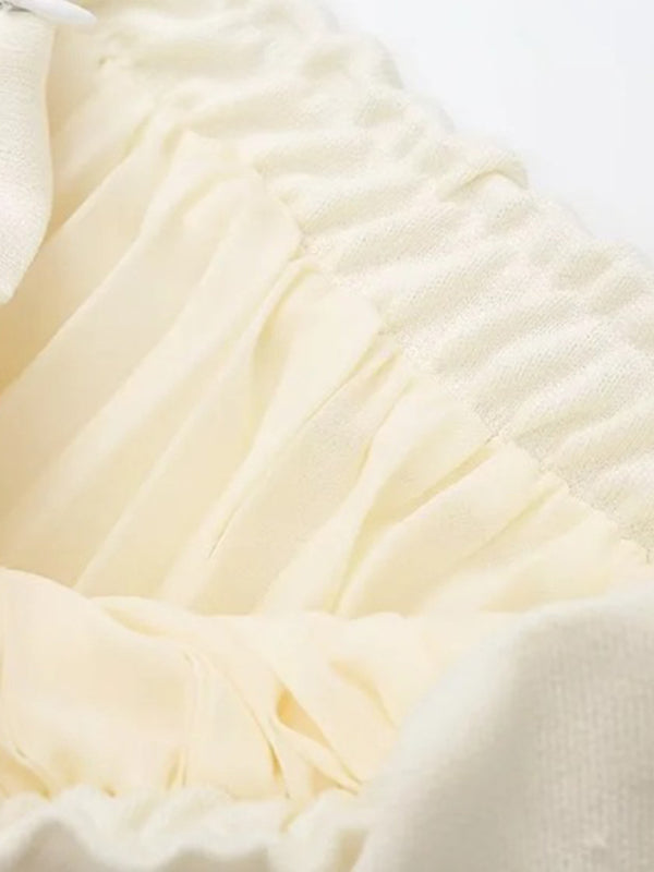 Knitted Vest Splicing Pleated Long Skirt Set