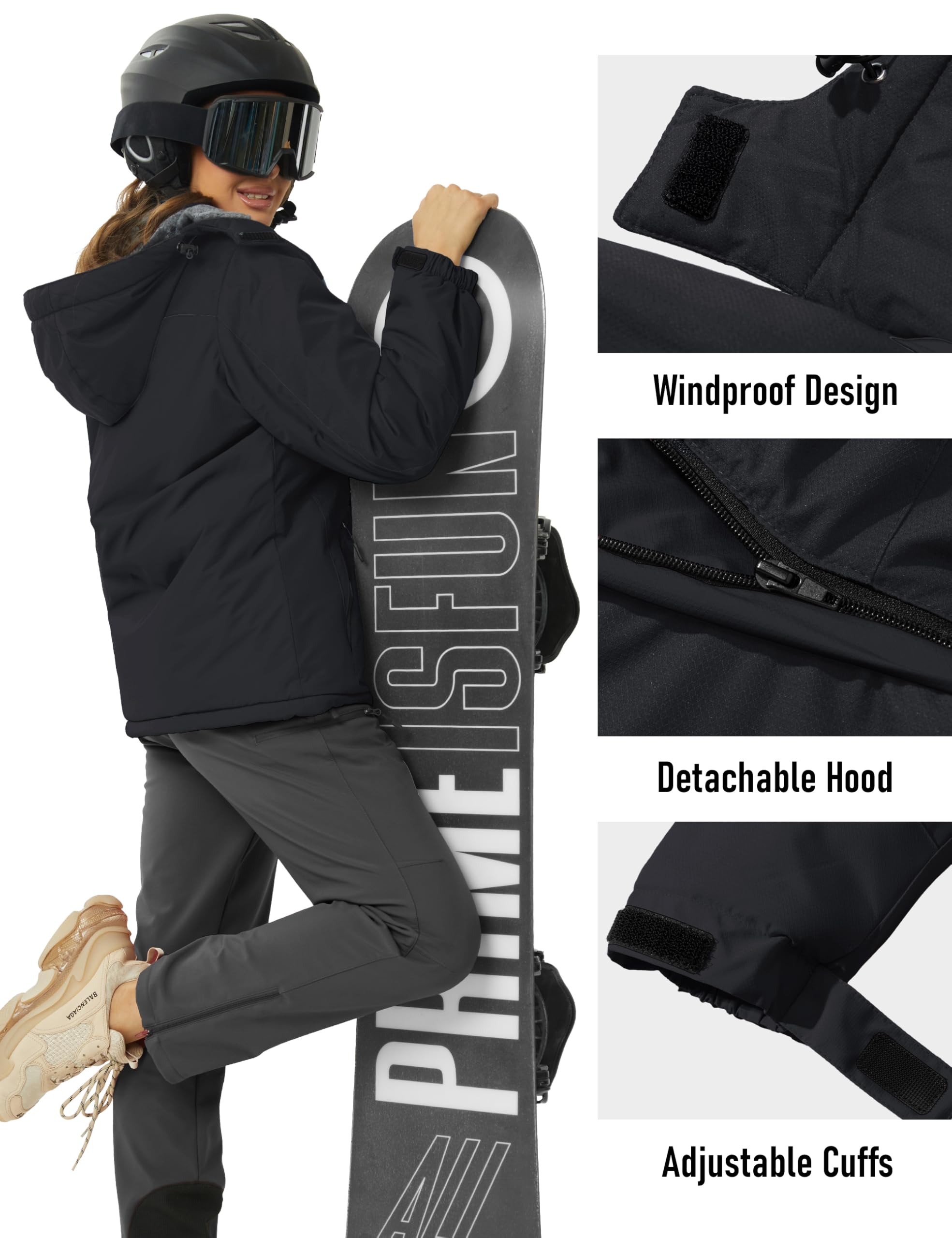 Ski Jacket Waterproof Insulated Snow Coat with Hood