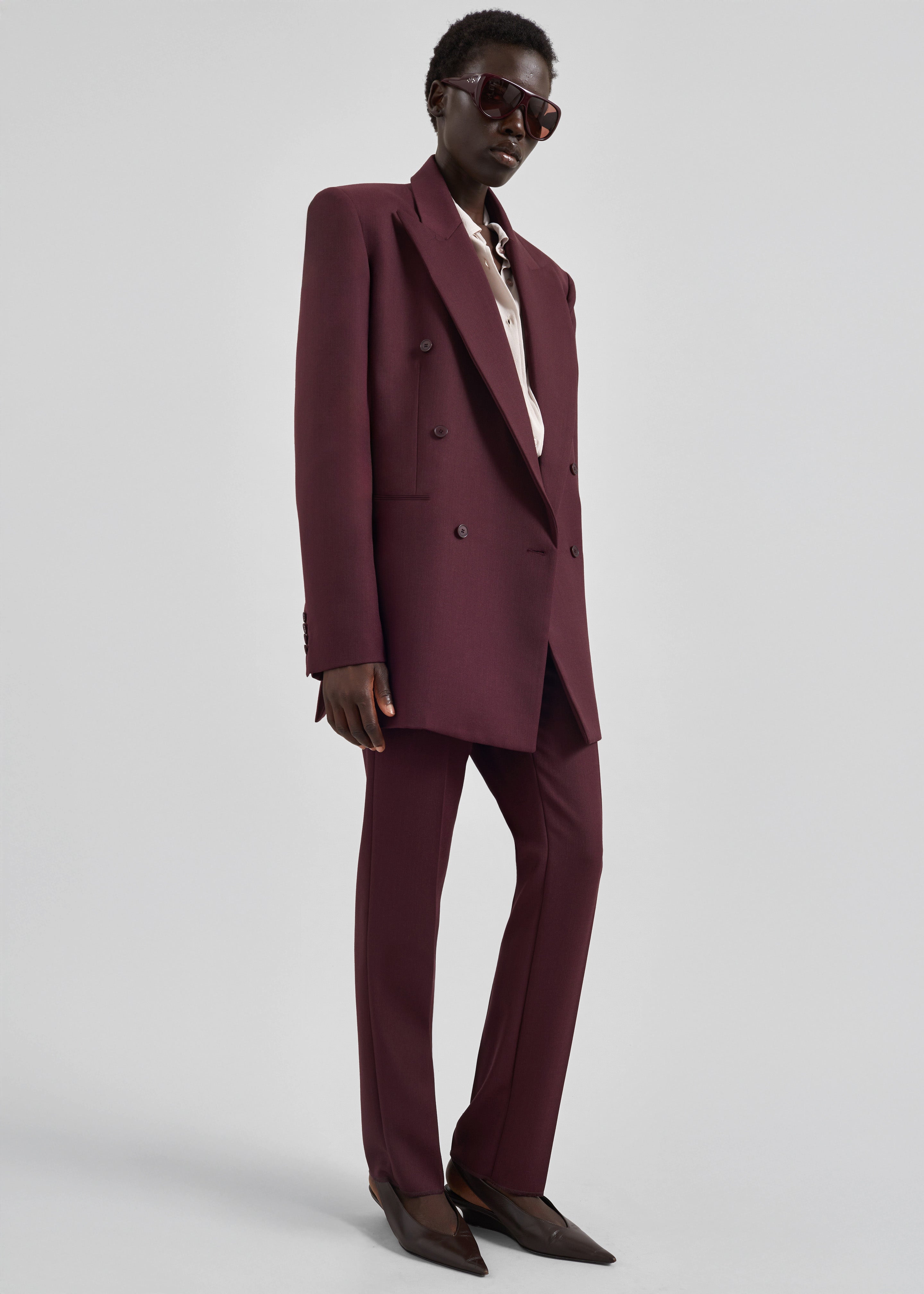 Monterey Structured Wool Blazer - Burgundy