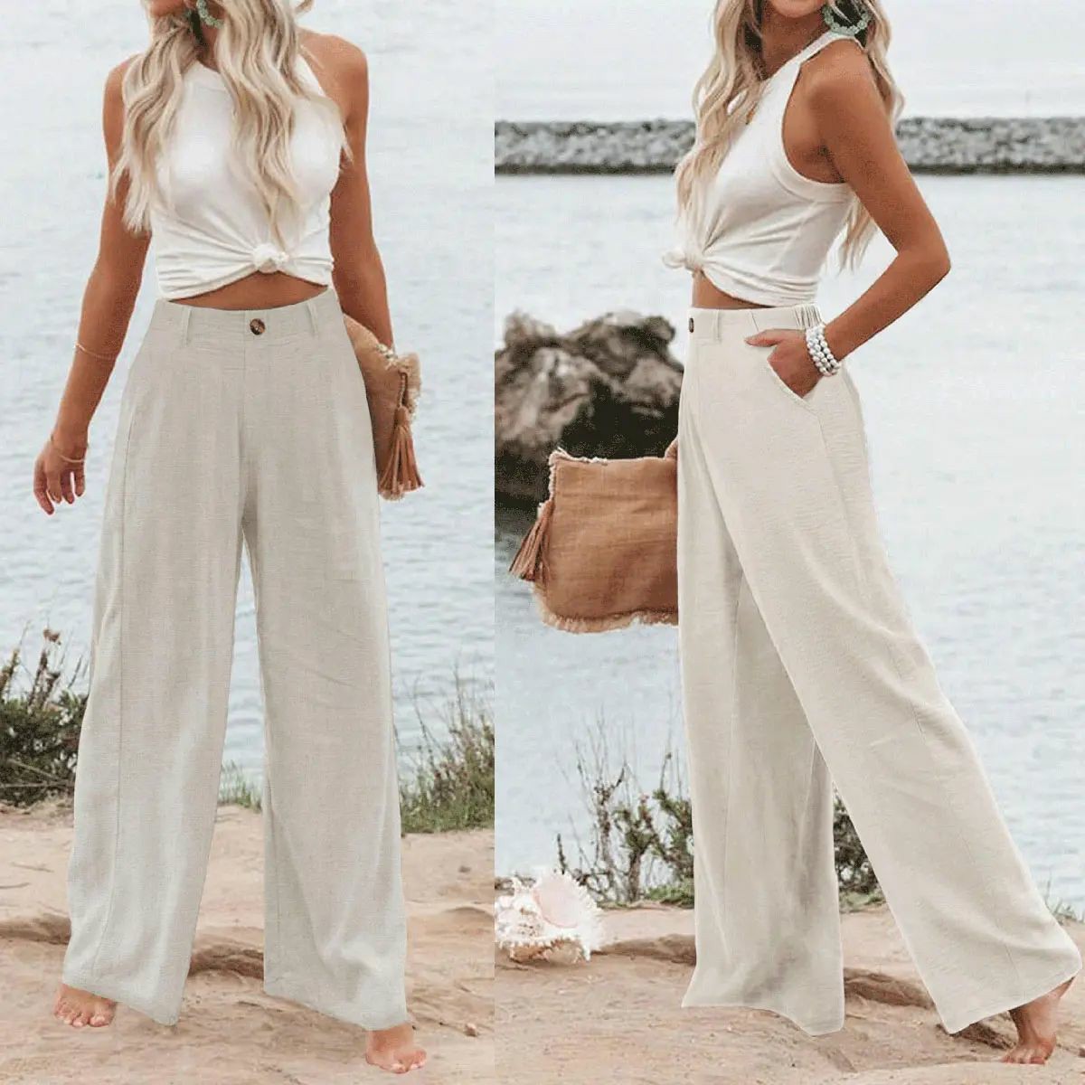 Women's Cotton Linen Pants | Summer 2026 Trendy High Waisted Wide Leg（TikTok Exclusive Offer）