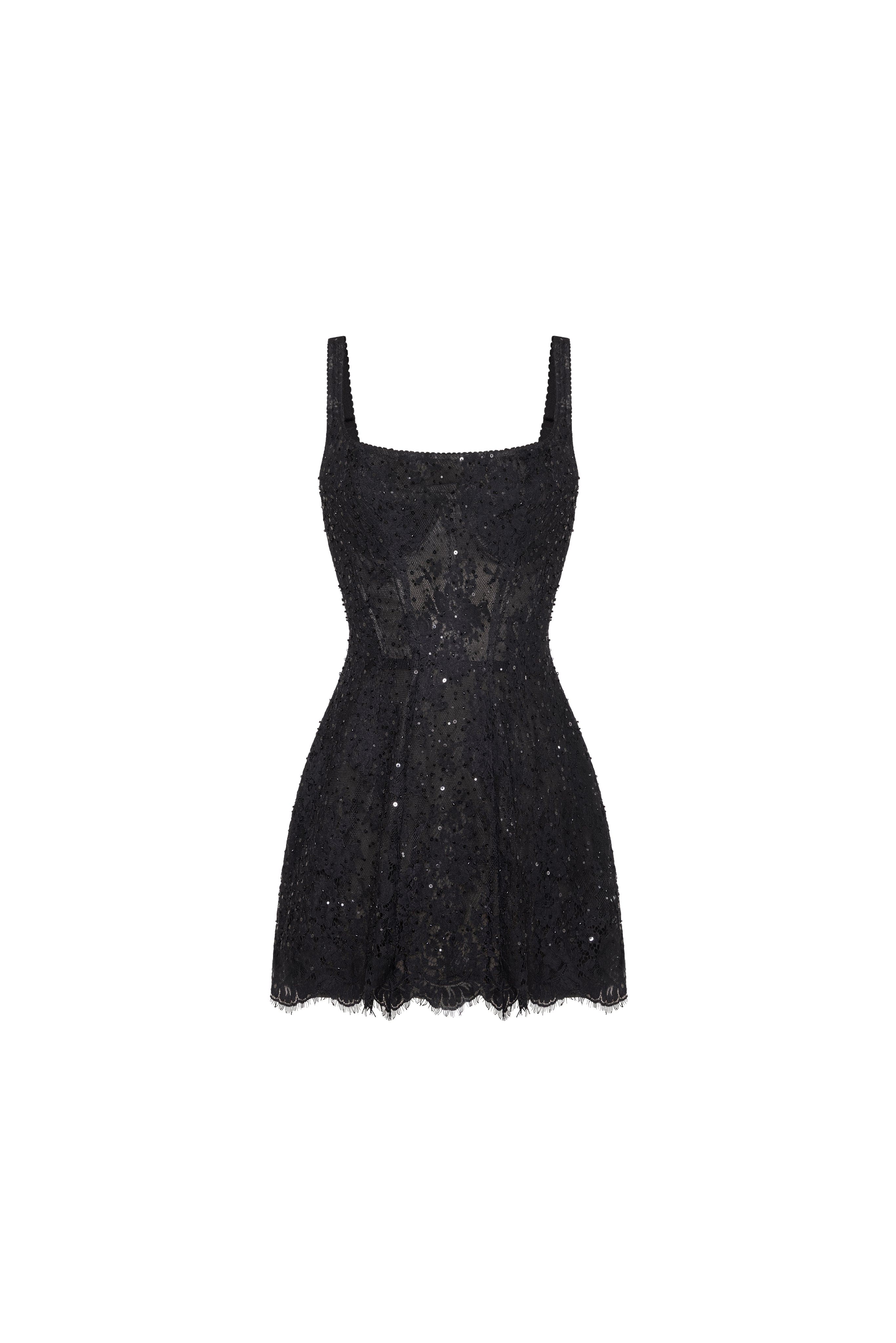 Classic black corset mini dress