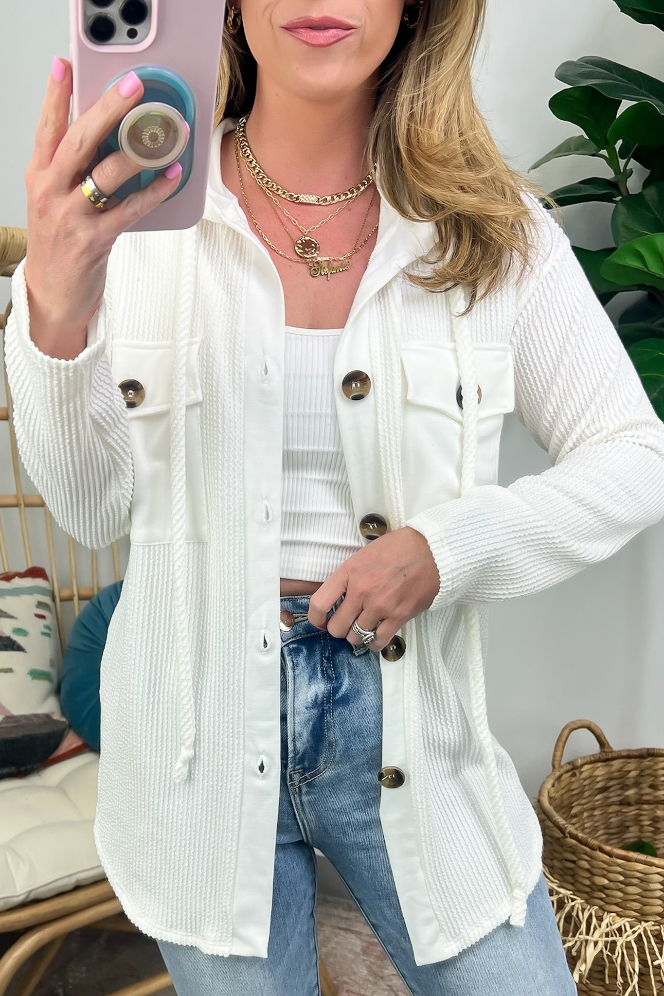 Saturday Satisfaction Ribbed Hooded Shacket