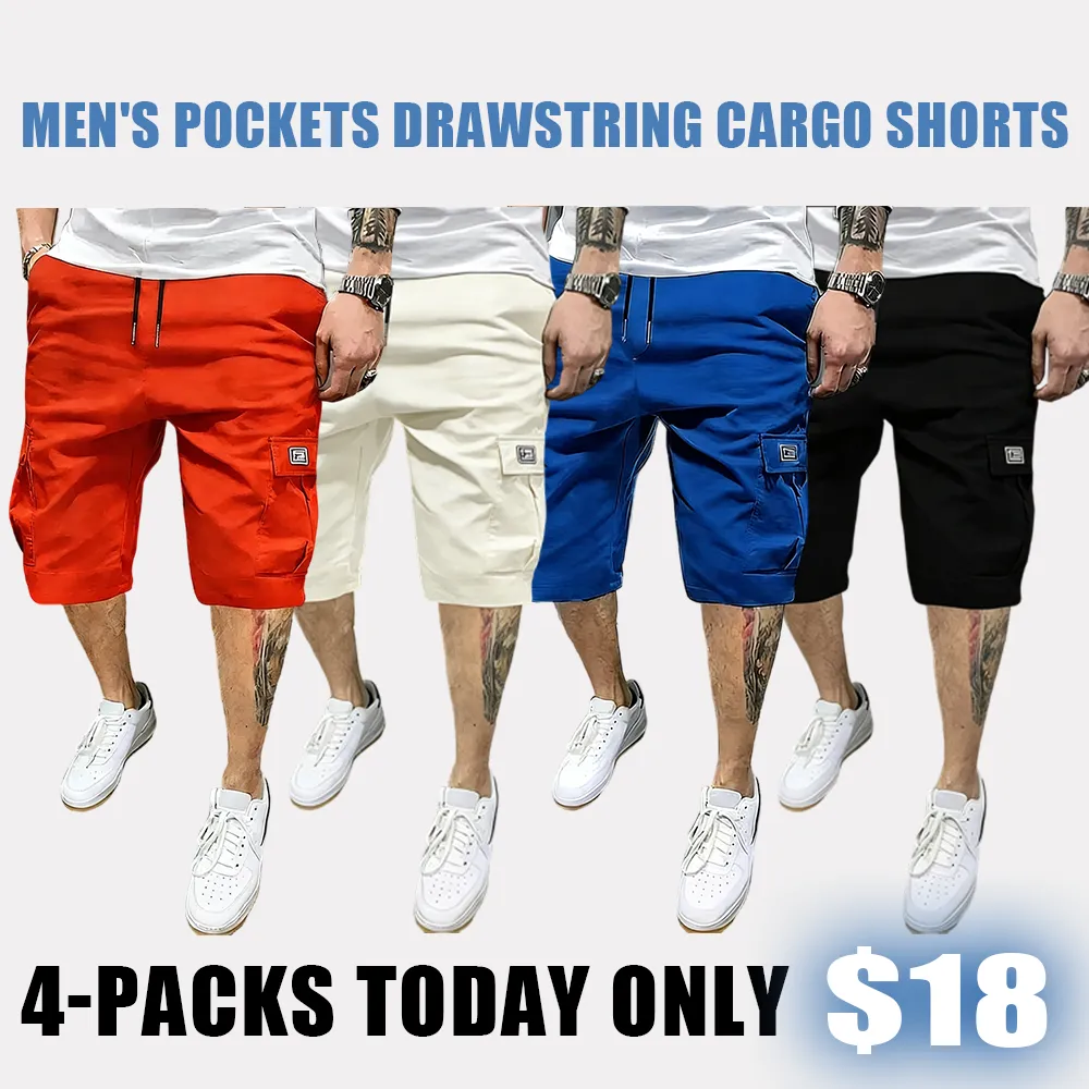 「🛒90%OFF only today」Men's Pockets Drawstring Cargo Shorts