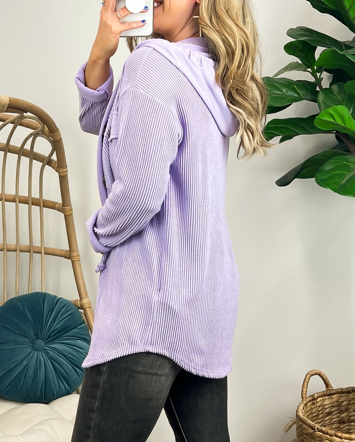 Saturday Satisfaction Ribbed Hooded Shacket