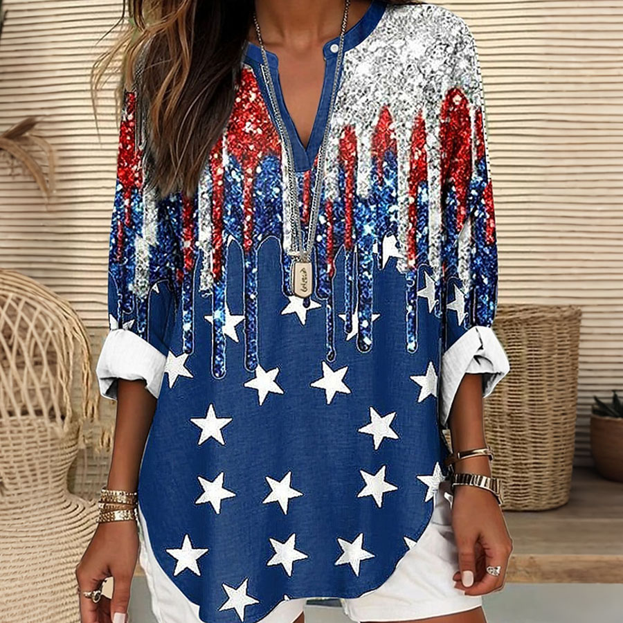 Women's Independence Day 250th Anniversary Printed Casual Shirt