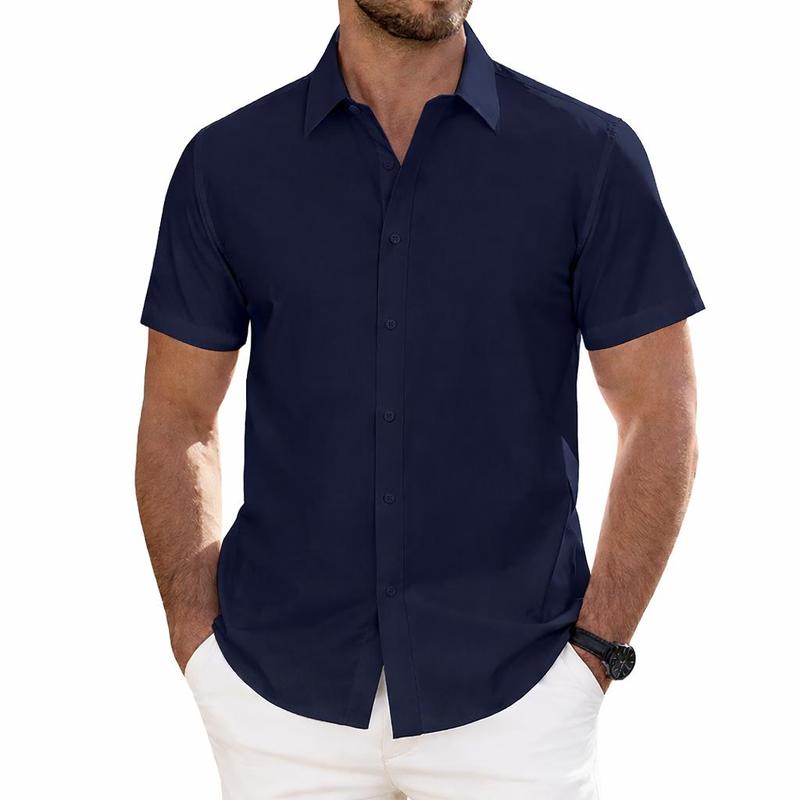 Alimen Stain-Resistant Short Sleeve Dress Shirt - Waterproof & Classic Style