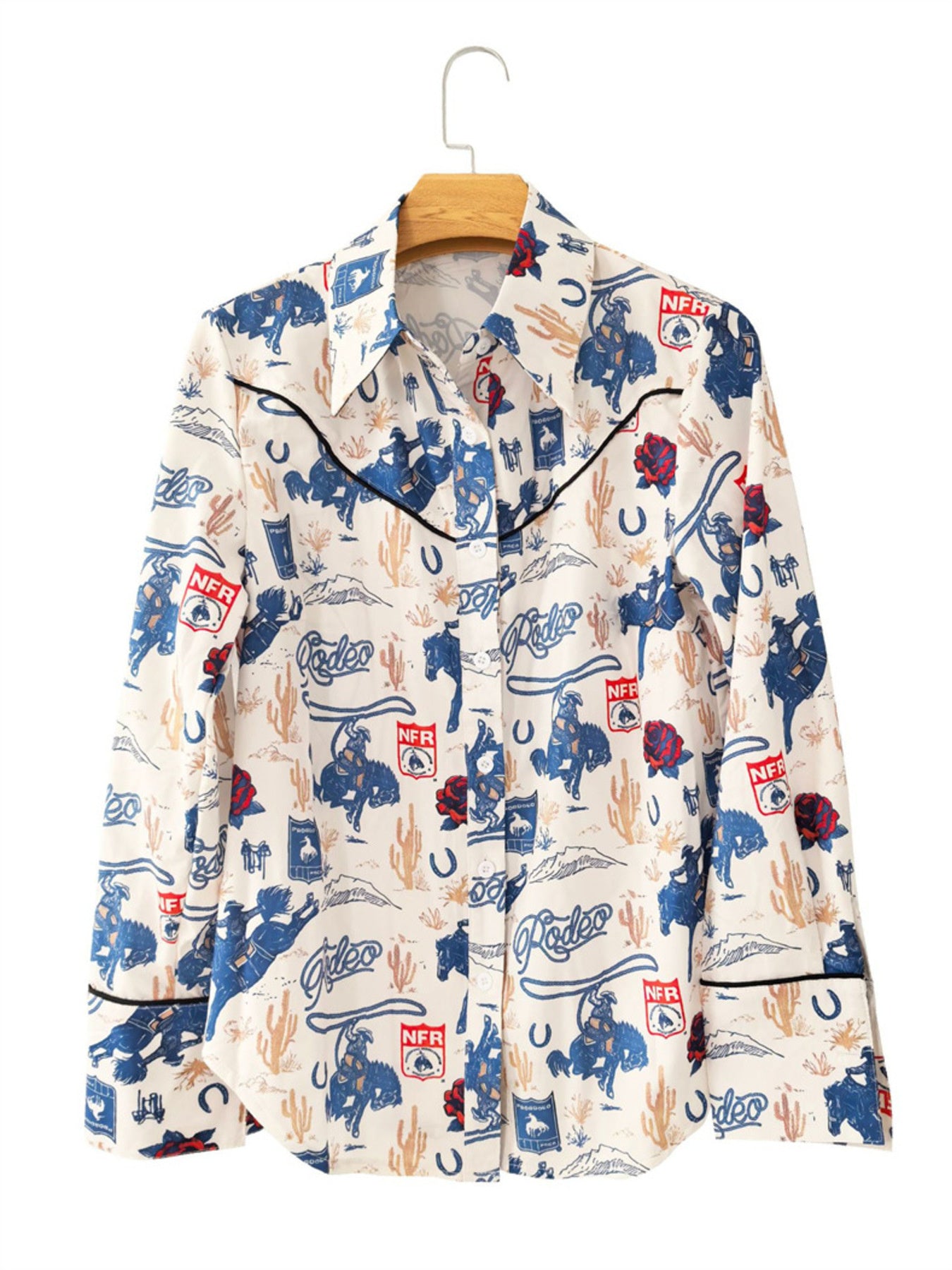 Printed Button Up Long Sleeve Shirt