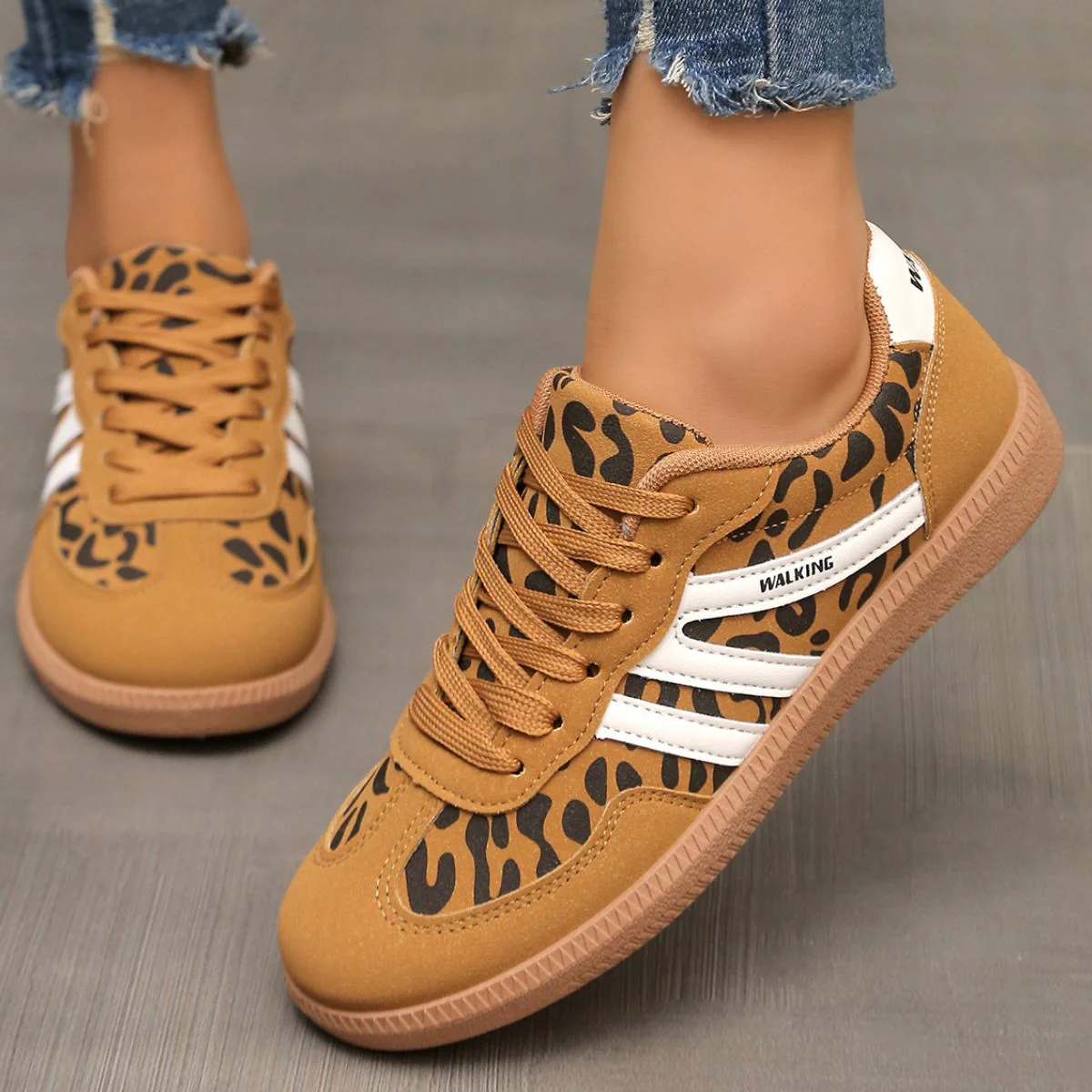 Contrast Lace Up Round Toe Sneakers (multiple color options)