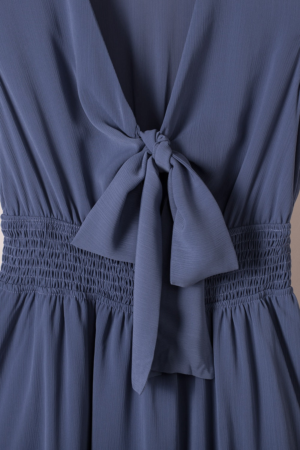 Bow-Tie V-Neck Ruffle Hem Mini Dress