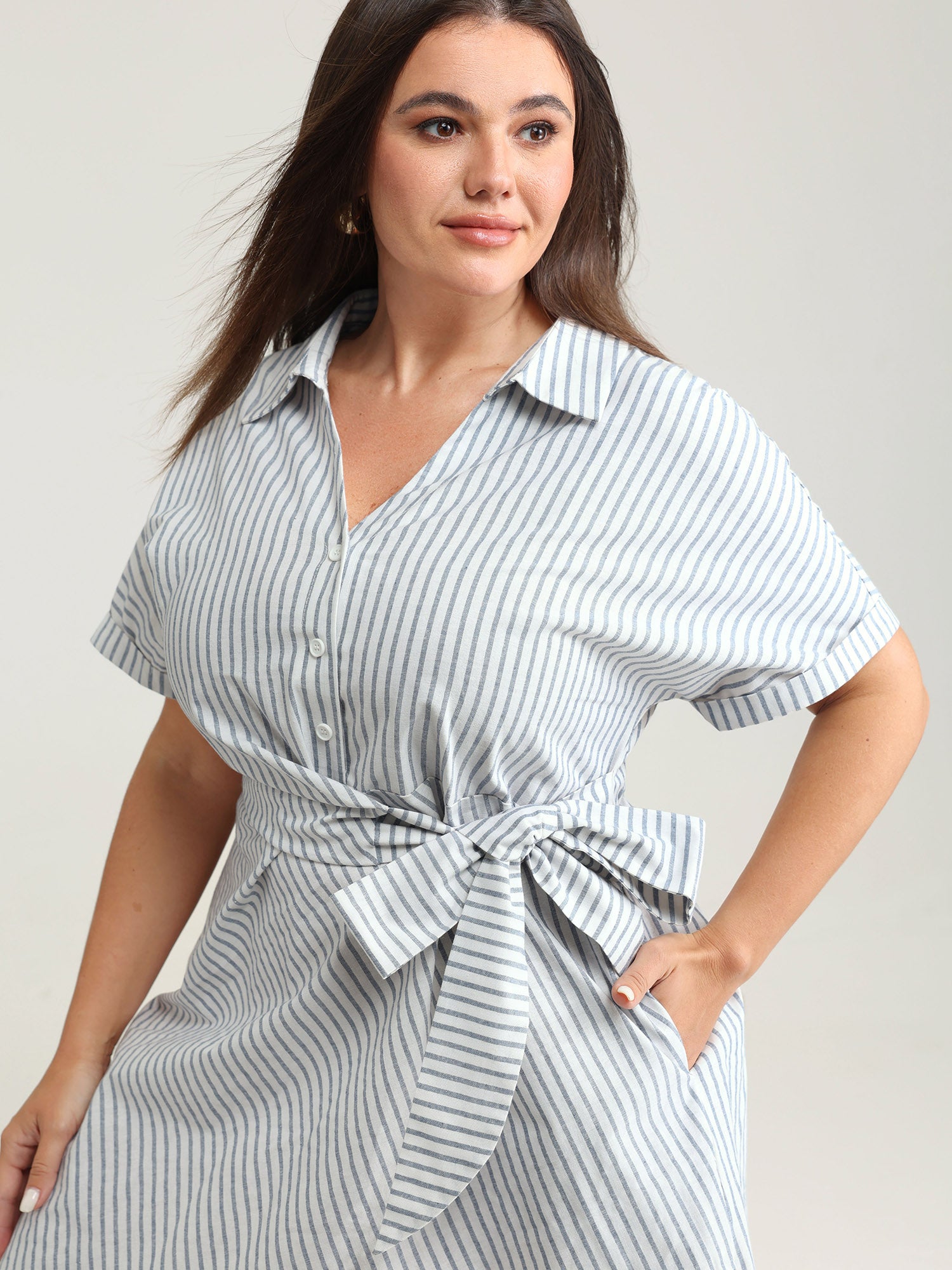 Pure Cotton Side Knotted Waist Mini Dress