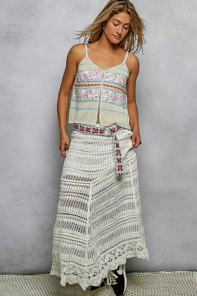 Crochet Knit Maxi Skirt