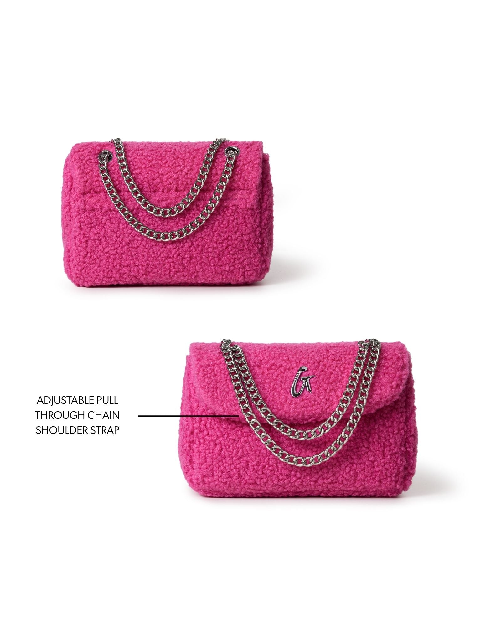 MINI TEDDY FLAP BAG - HOT PINK