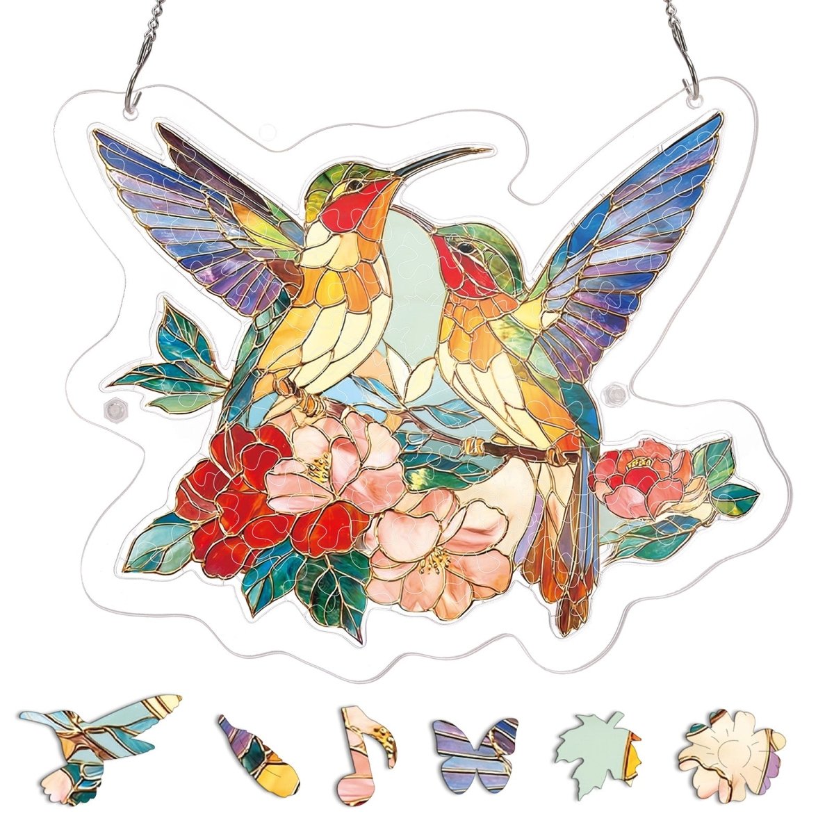 Acrylic Jigsaw Puzzle Suncatcher - Two Birds of Spring
